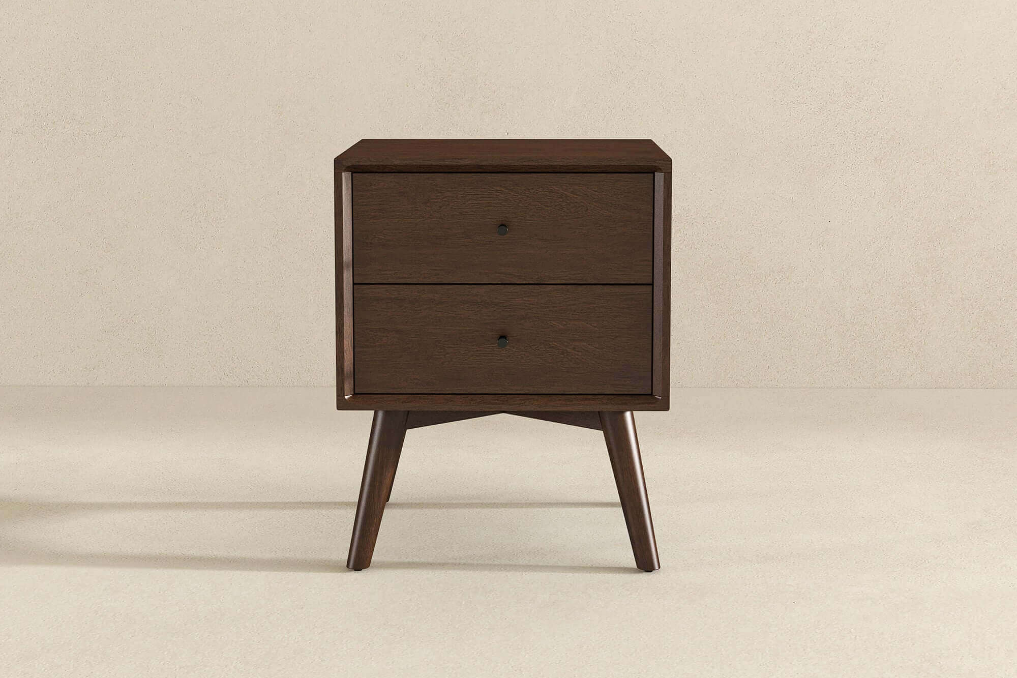 Ashcroft Caroline Mid-Century Modern Style Nightstand with 2 Drawers - Brown