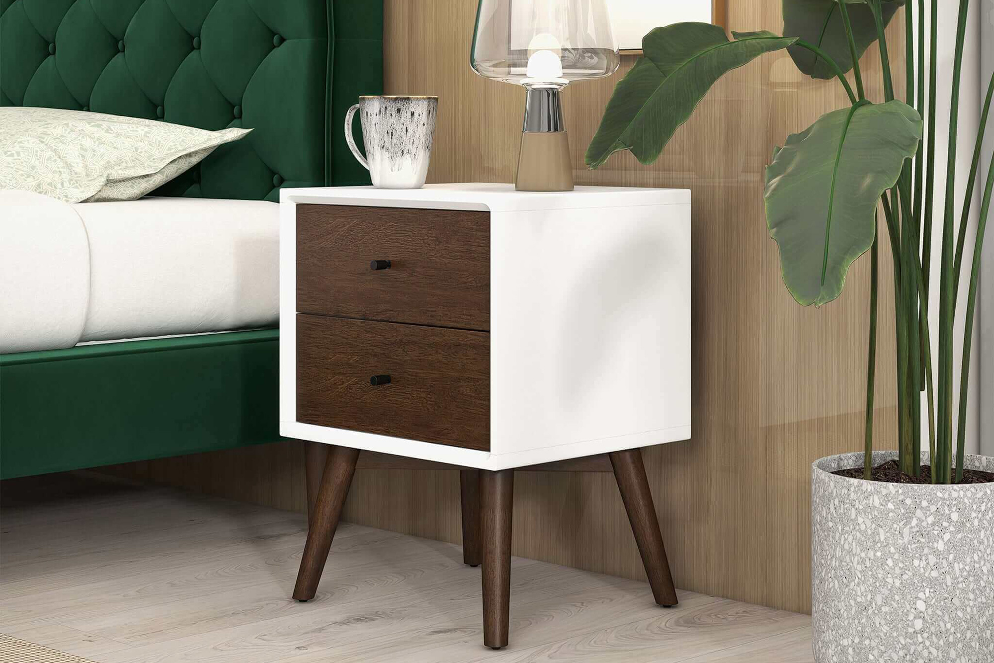 Ashcroft - Caroline Mid-Century Modern Solid Wood Dresser and Style Nightstand