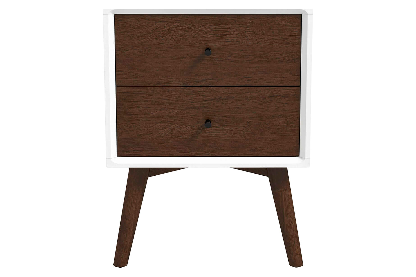 Ashcroft Caroline Mid-Century Modern Style Nightstand with 2 Drawers - White