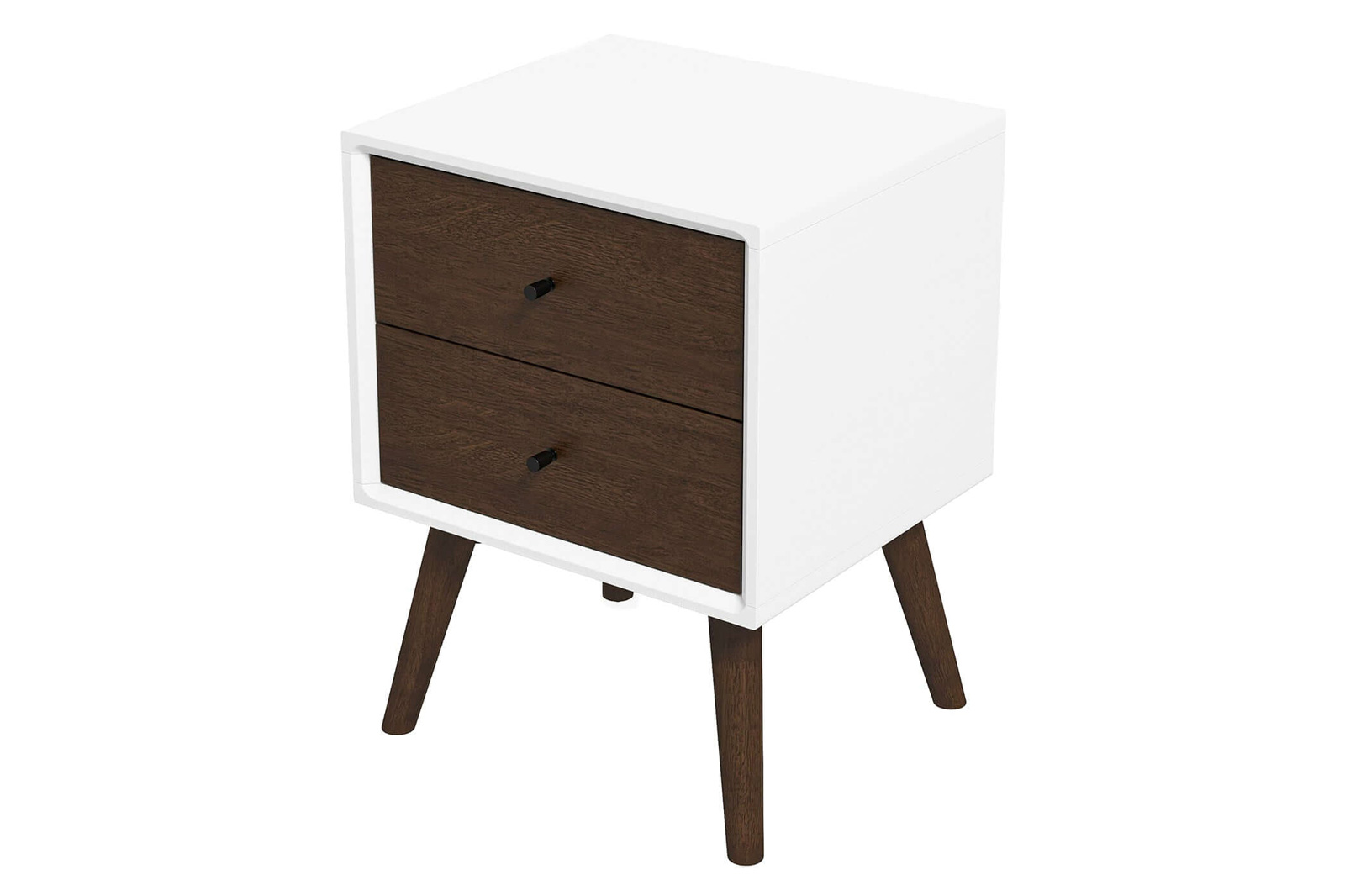 Ashcroft Caroline Mid-Century Modern Style Nightstand with 2 Drawers - White