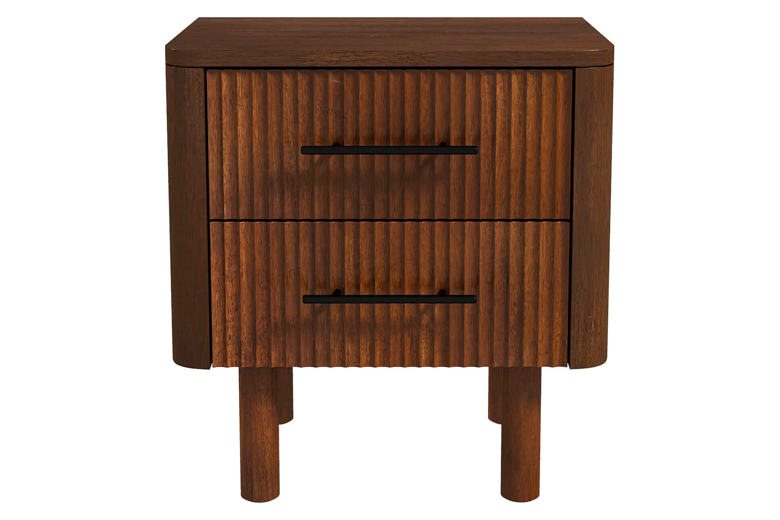 Ashcroft™ Logan Mid-Century Modern Nightstand Bed Side Table with 2 Drawers - Walnut