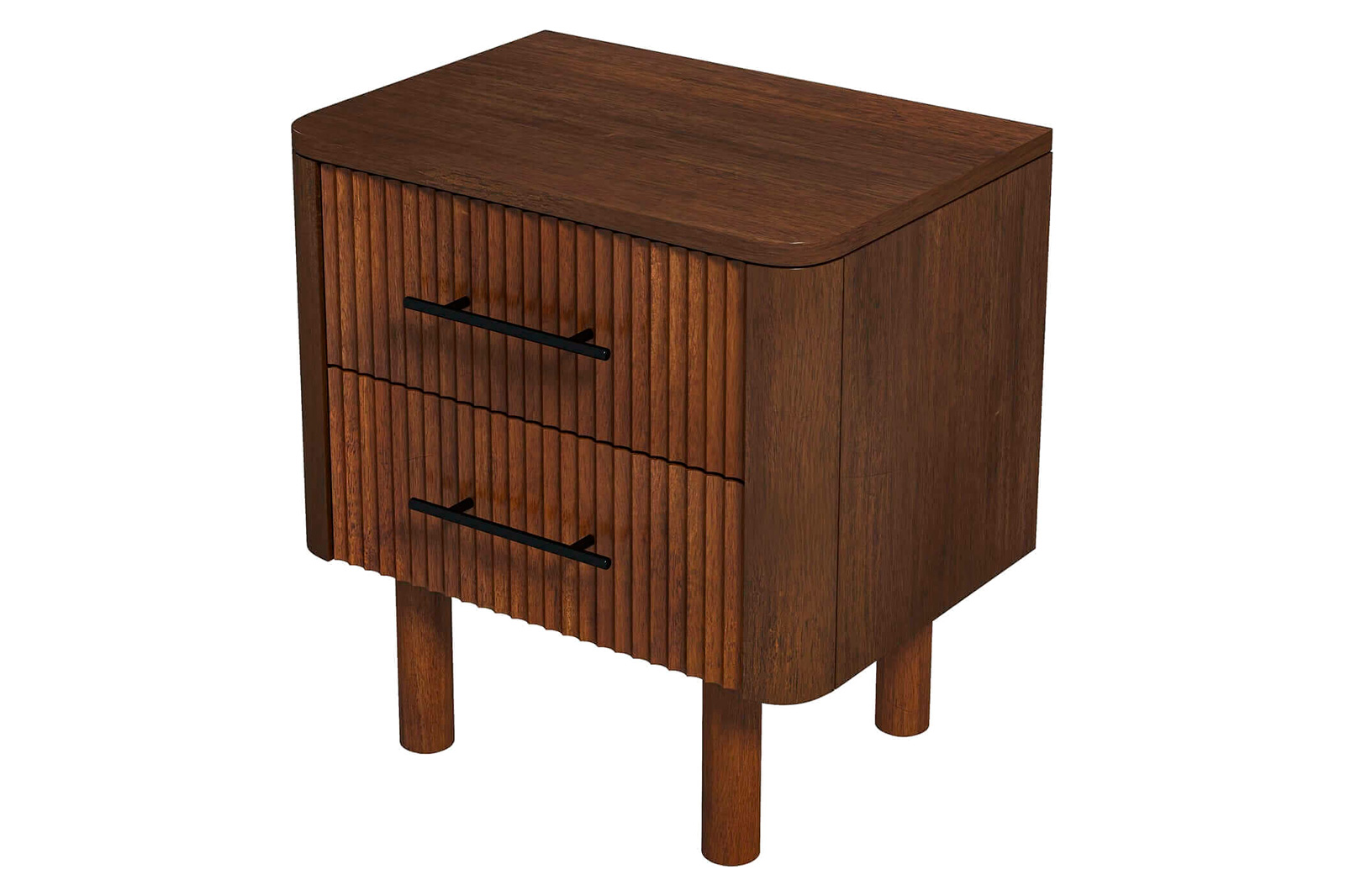 Ashcroft™ Logan Mid-Century Modern Nightstand Bed Side Table with 2 Drawers - Walnut