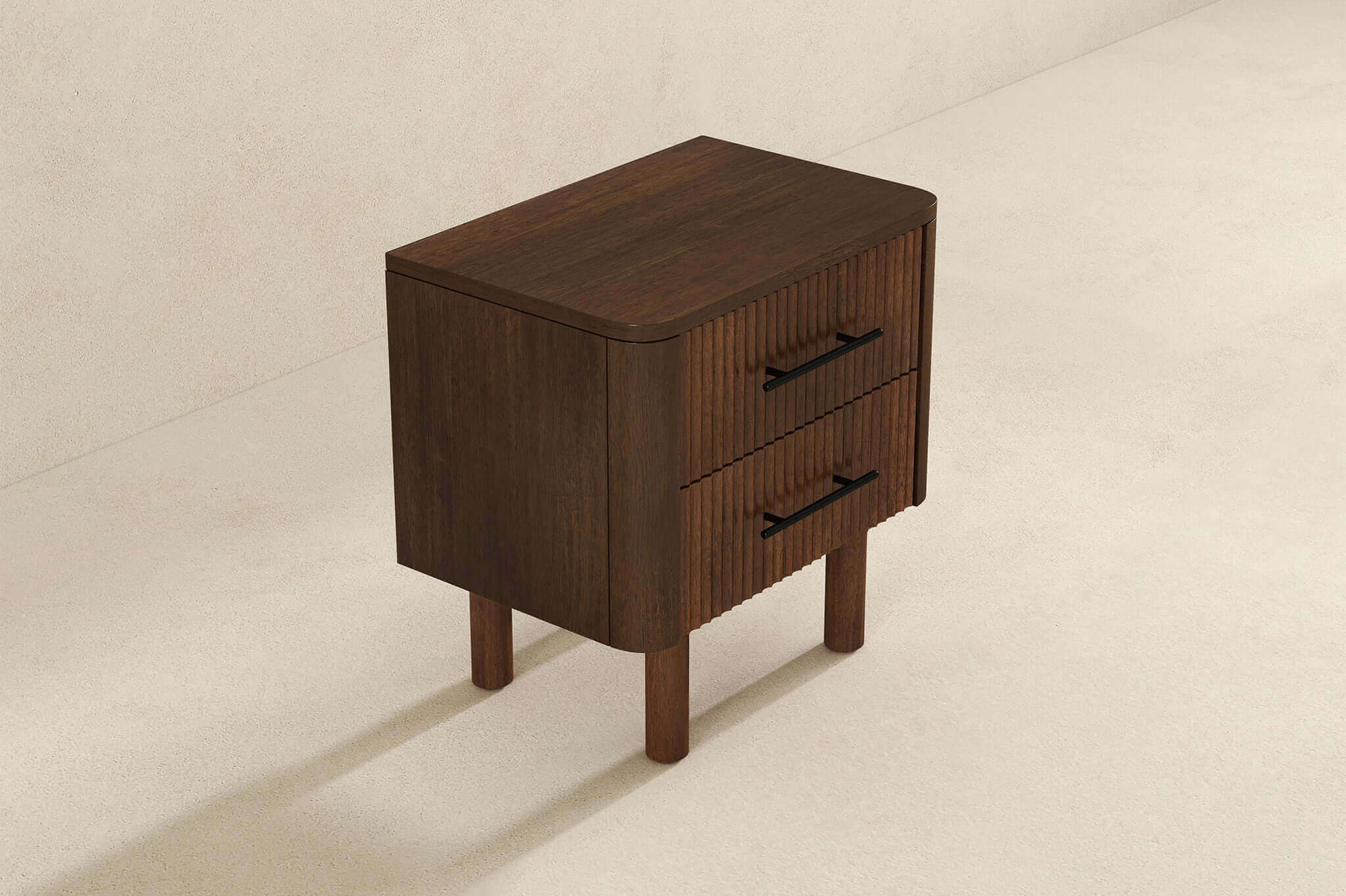 Ashcroft™ Logan Mid-Century Modern Nightstand Bed Side Table with 2 Drawers - Walnut