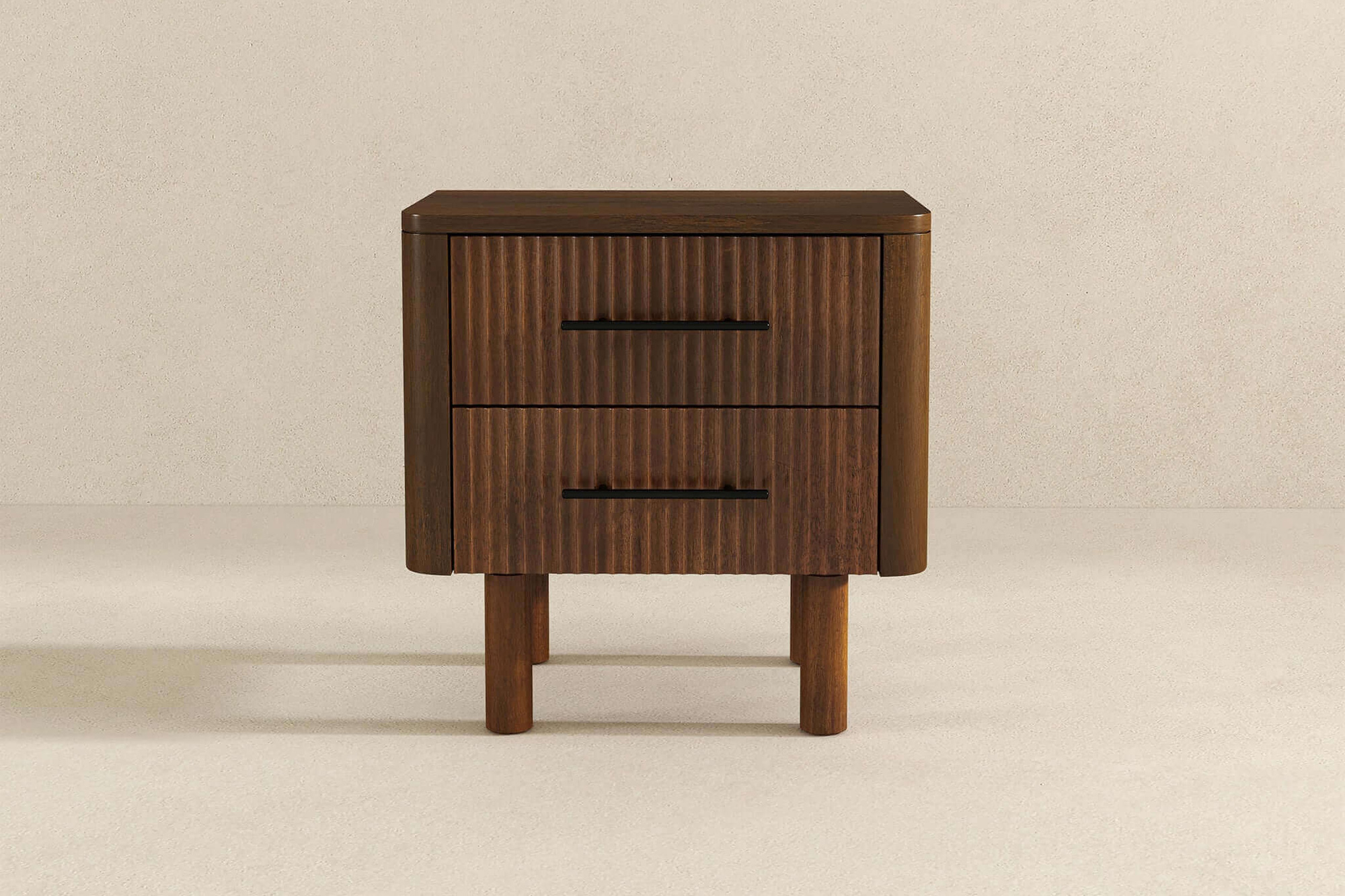 Ashcroft™ Logan Mid-Century Modern Nightstand Bed Side Table with 2 Drawers - Walnut