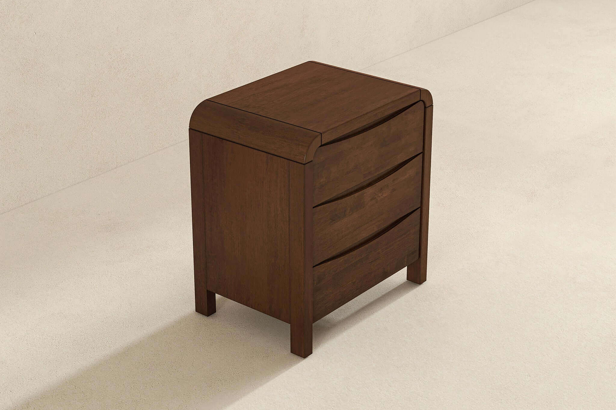 Ashcroft - Lionel Mid-Century Modern Solid Wood Nightstand Bed Side Table with 3 Drawers in Walnut