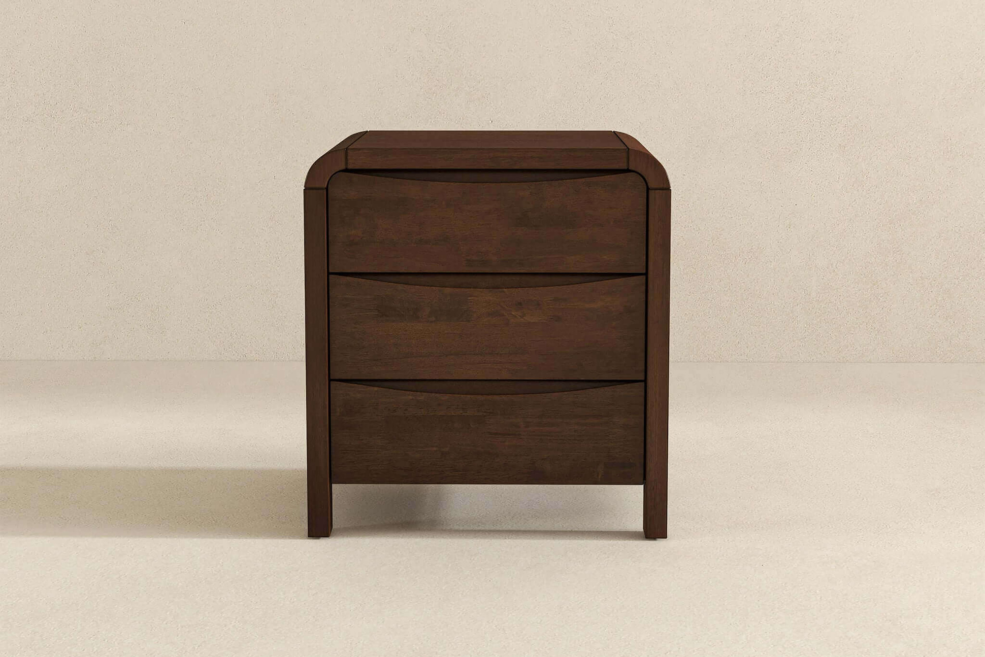 Ashcroft - Lionel Mid-Century Modern Solid Wood Nightstand Bed Side Table with 3 Drawers in Walnut