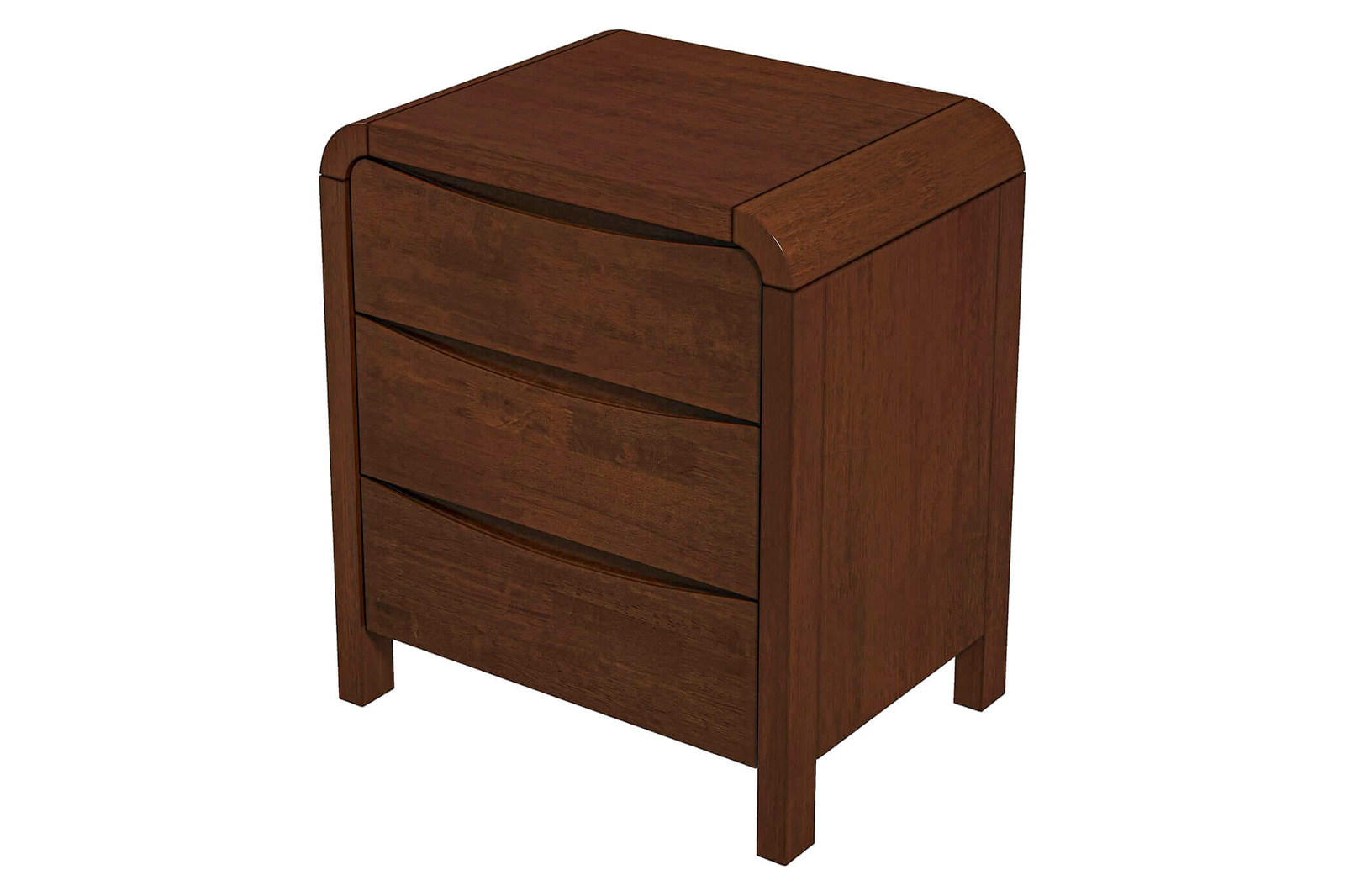 Ashcroft - Lionel Mid-Century Modern Solid Wood Nightstand Bed Side Table with 3 Drawers in Walnut