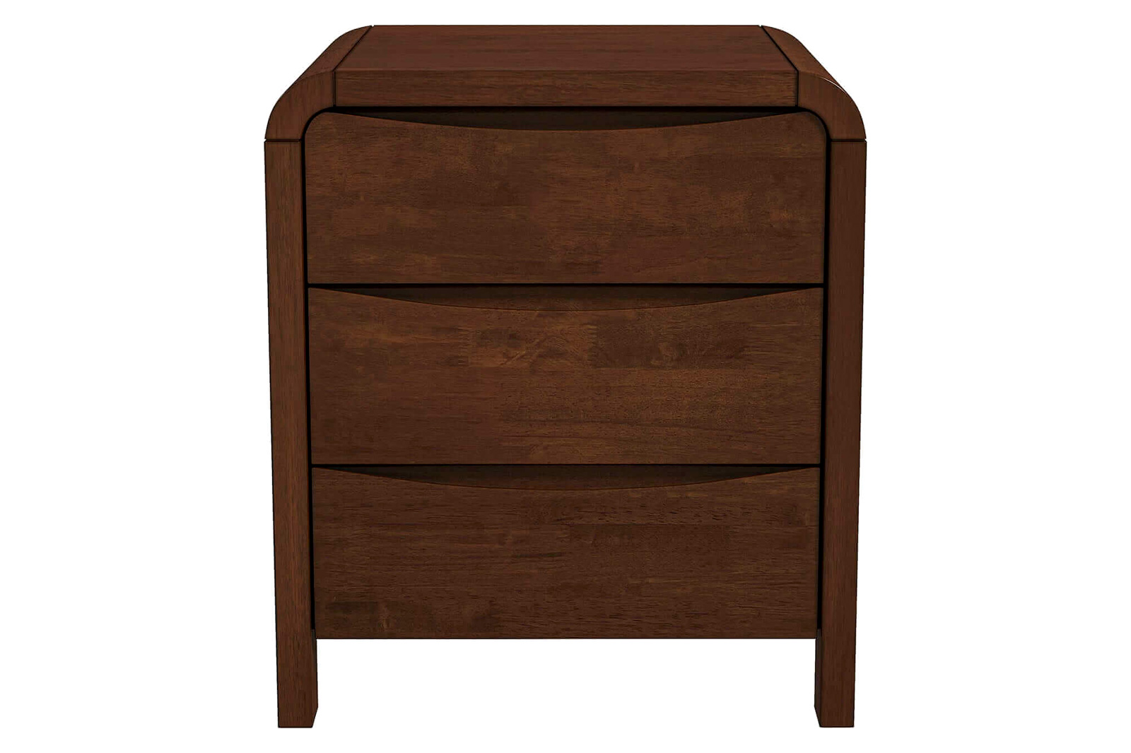 Ashcroft - Lionel Mid-Century Modern Solid Wood Nightstand Bed Side Table with 3 Drawers in Walnut