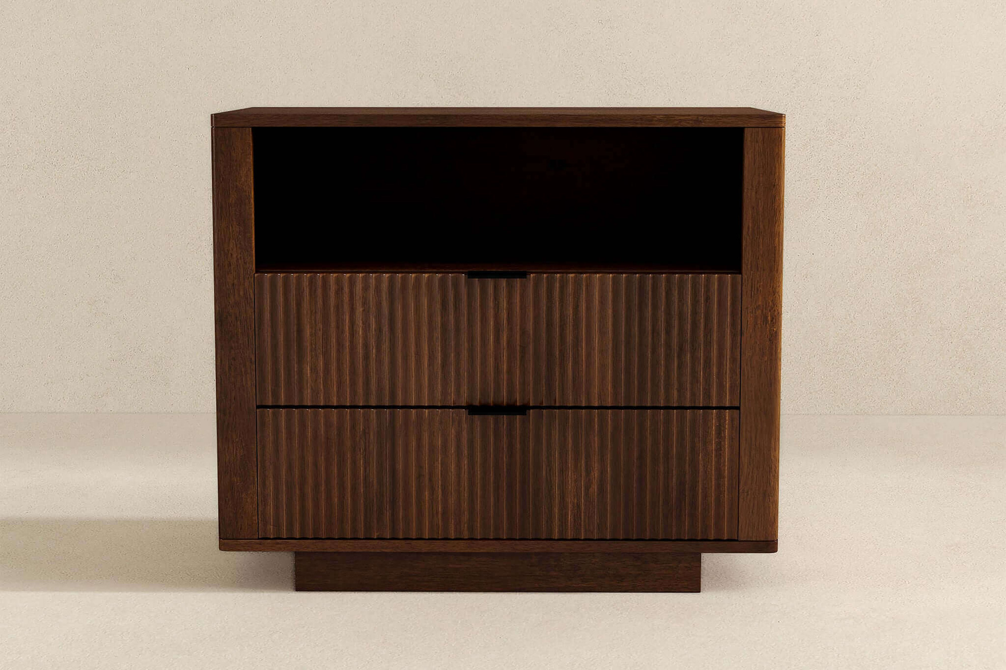 Ashcroft™ Lola Mid-Century Modern Nightstand Bed Side Table with 2 Drawers - Walnut