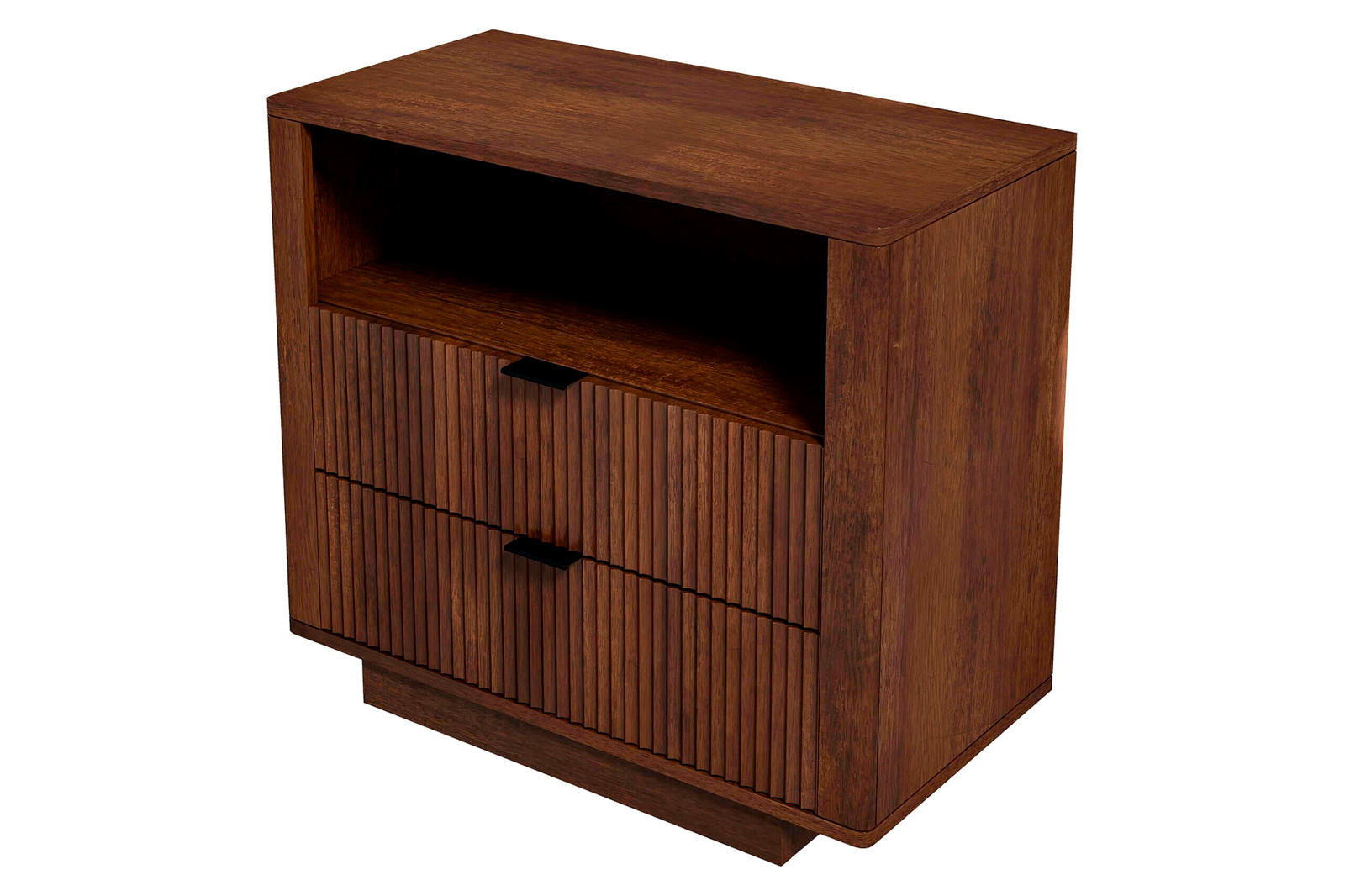 Ashcroft™ Lola Mid-Century Modern Nightstand Bed Side Table with 2 Drawers - Walnut