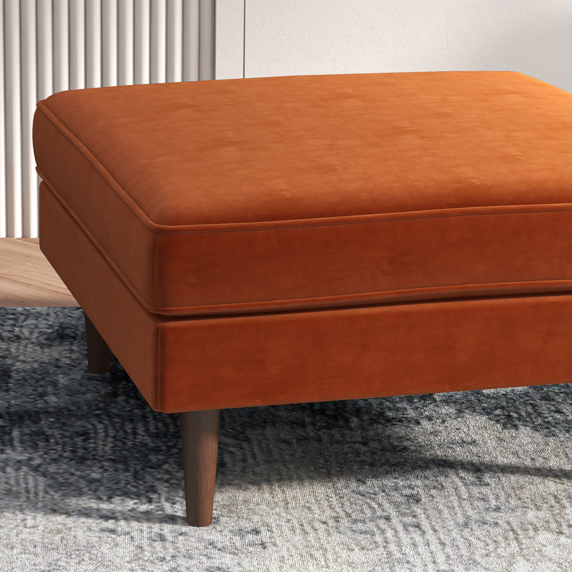 Ashcroft™ Amber Square Upholstered Ottoman - Orange