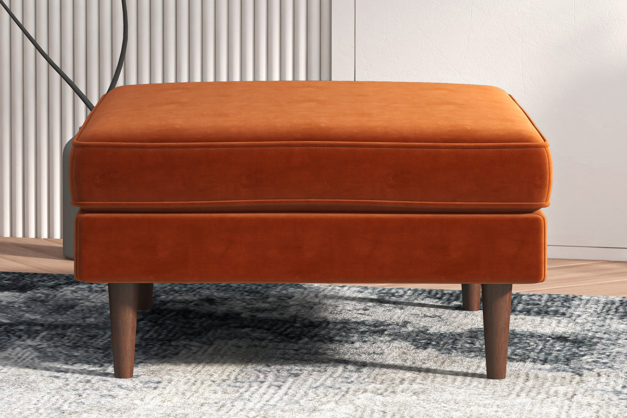 Ashcroft™ Amber Square Upholstered Ottoman - Orange