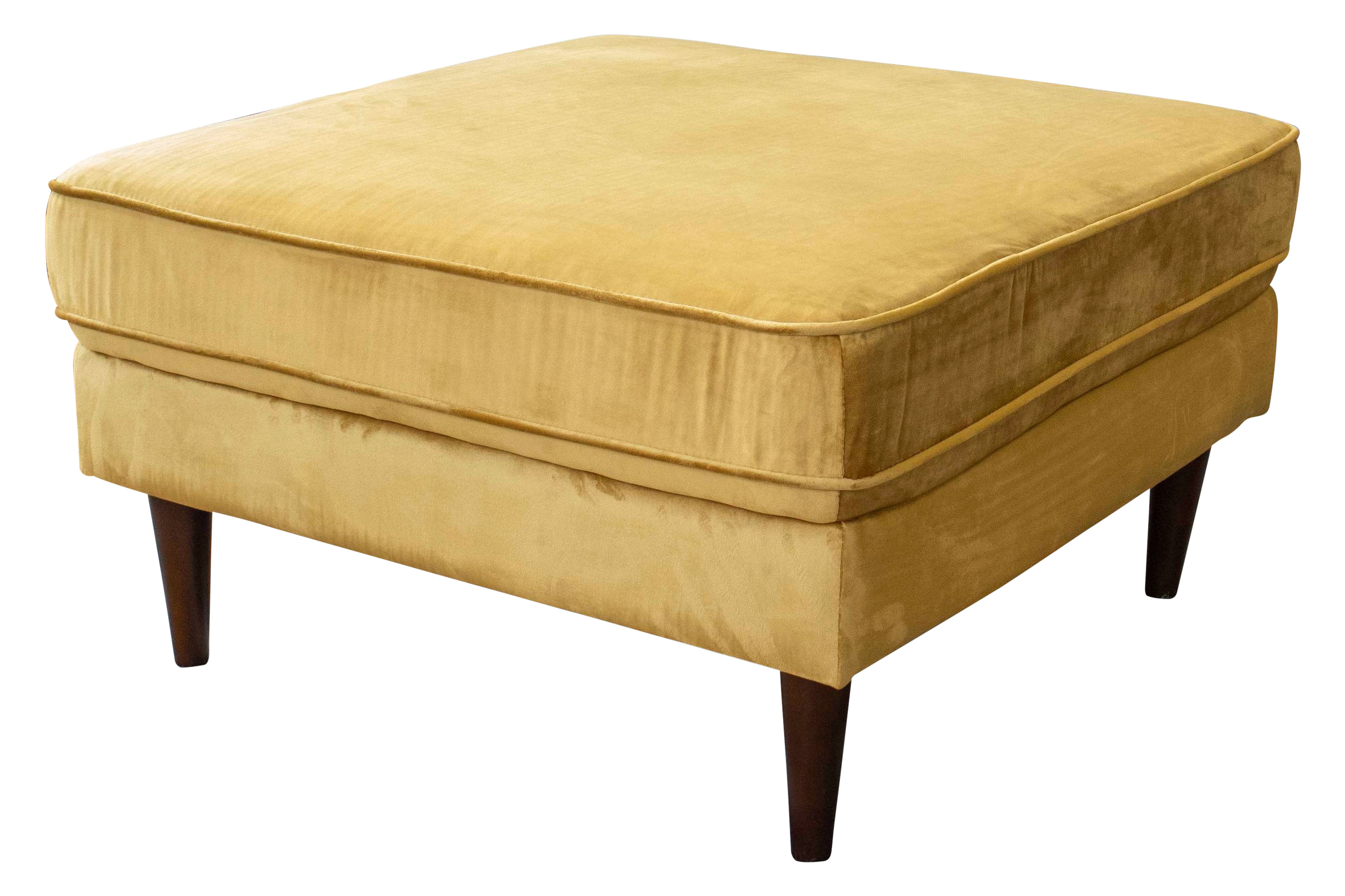 Ashcroft Amber Square Upholstered Ottoman - Yellow