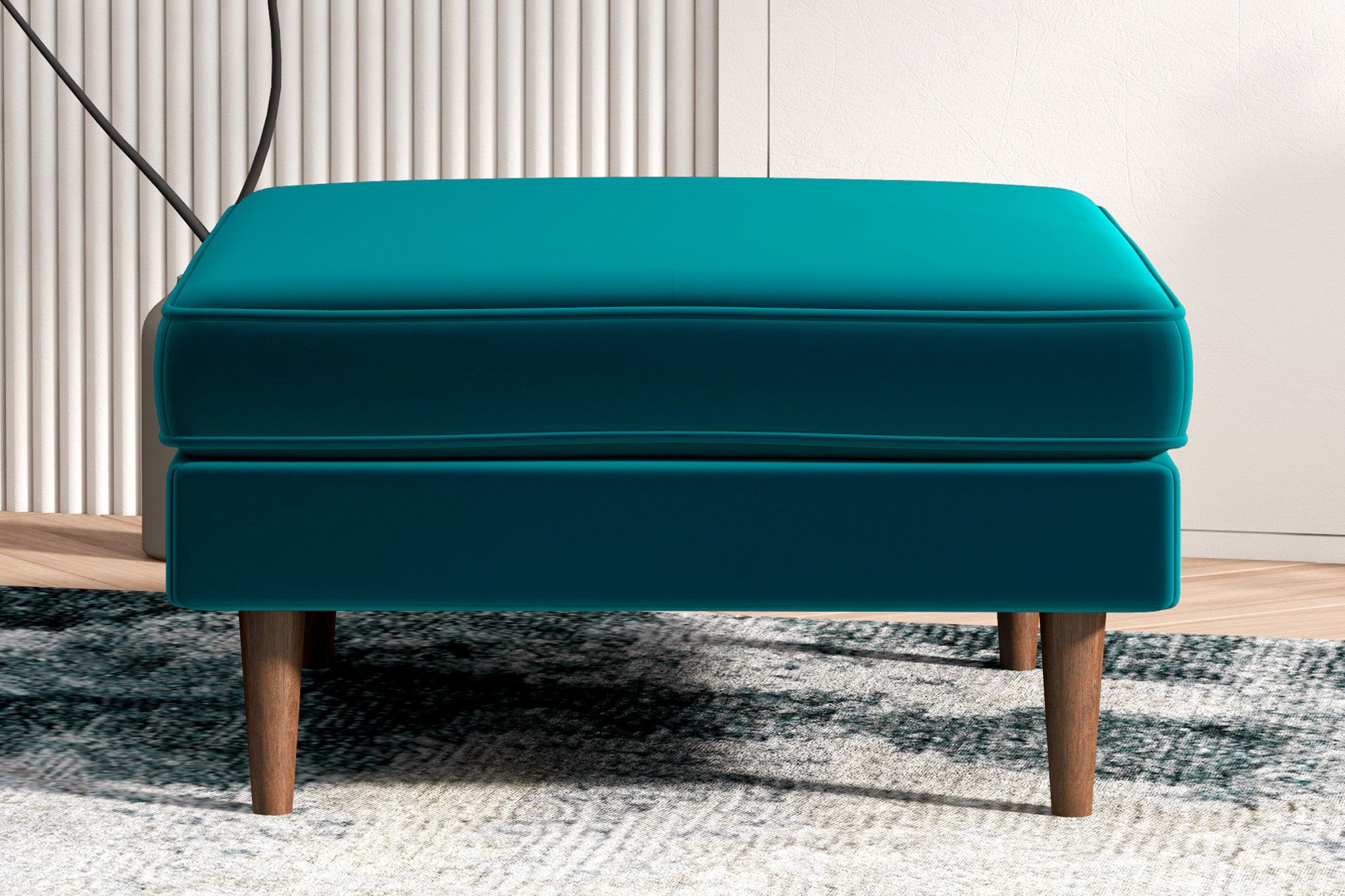 Ashcroft™ Amber Square Upholstered Ottoman - Teal