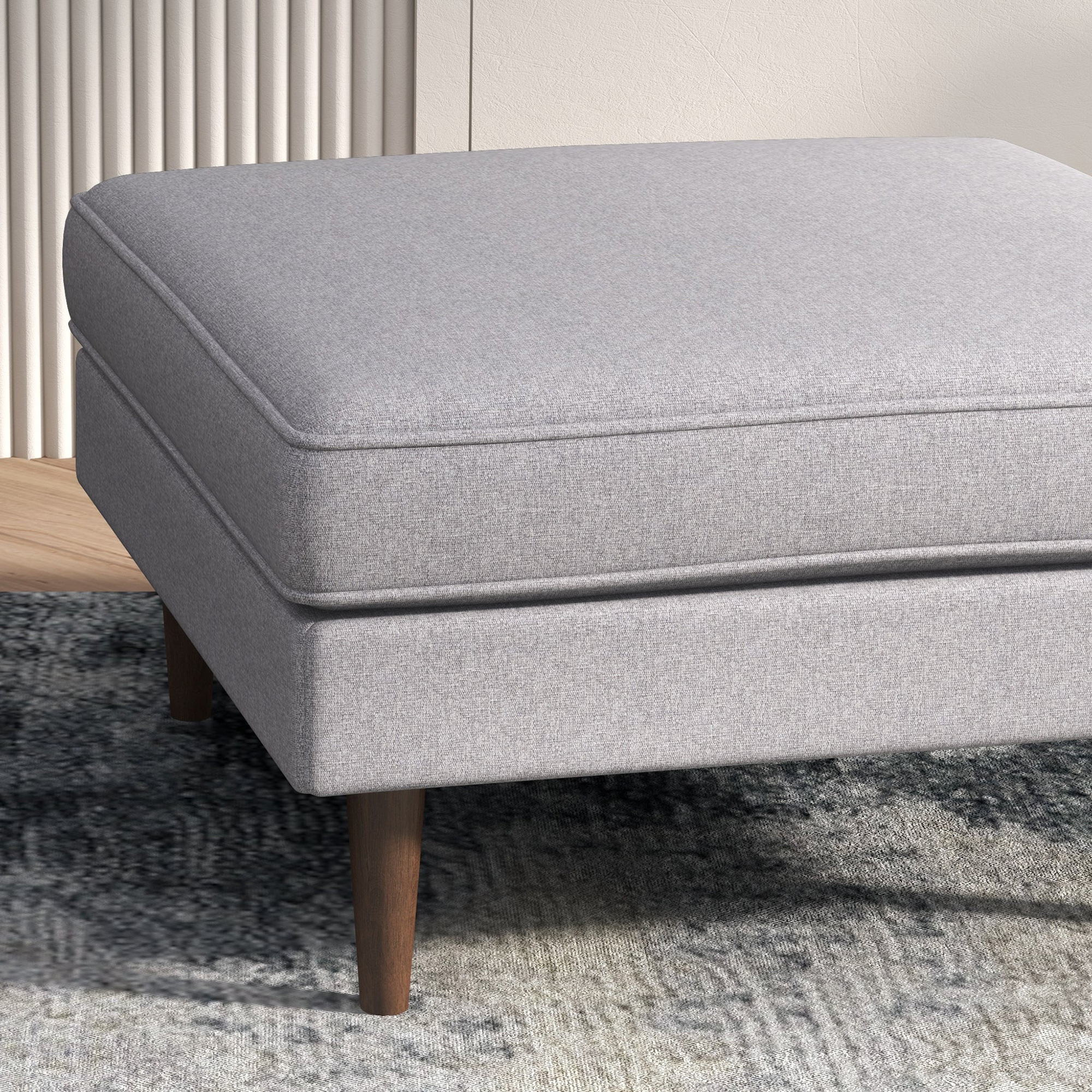 Ashcroft™ Amber Square Upholstered Ottoman - Light Gray