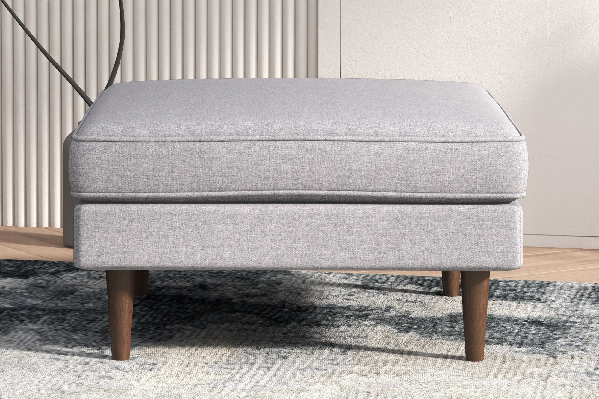 Ashcroft™ Amber Square Upholstered Ottoman - Light Gray