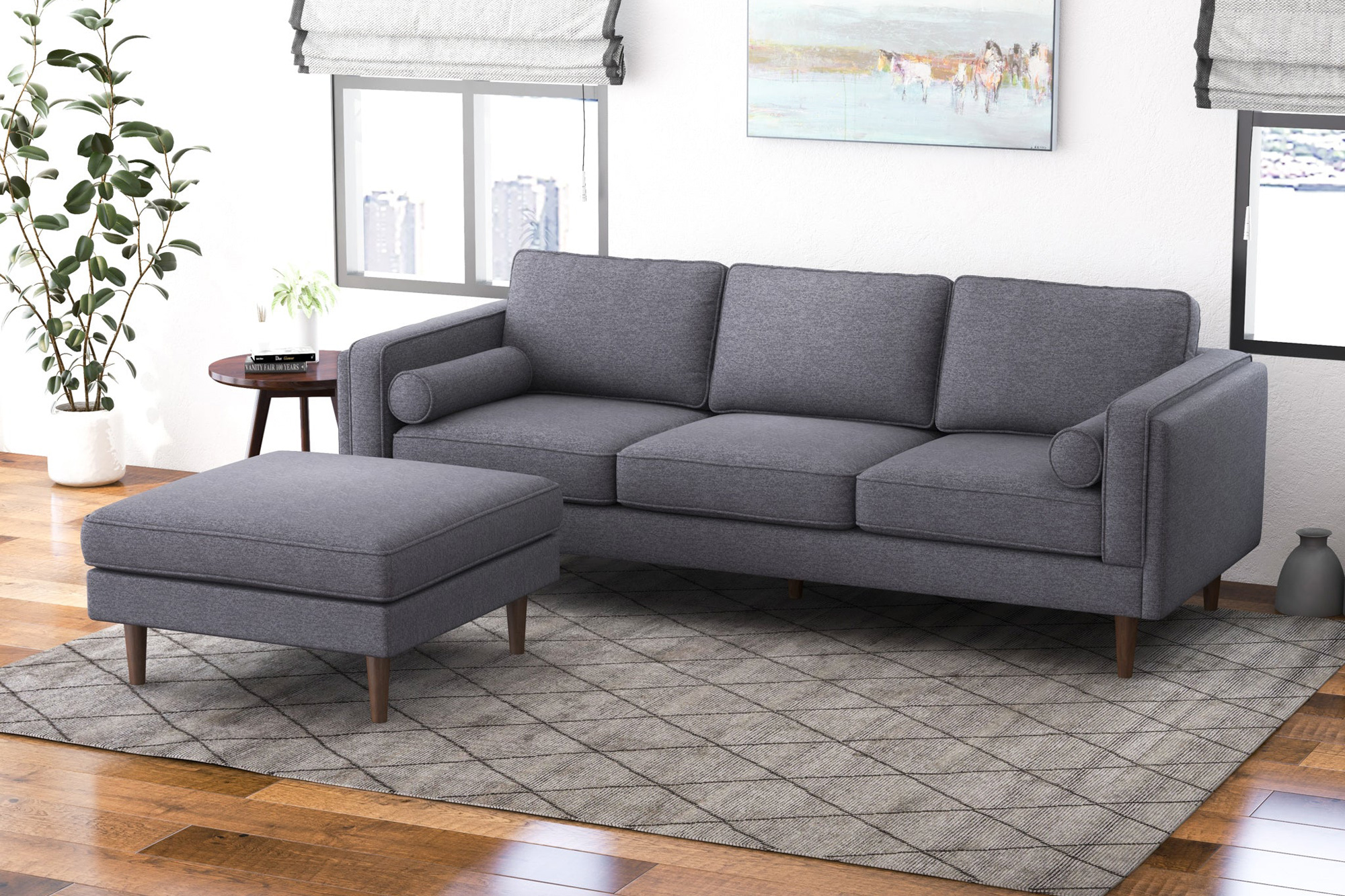 Ashcroft™ Amber Square Upholstered Ottoman - Gray