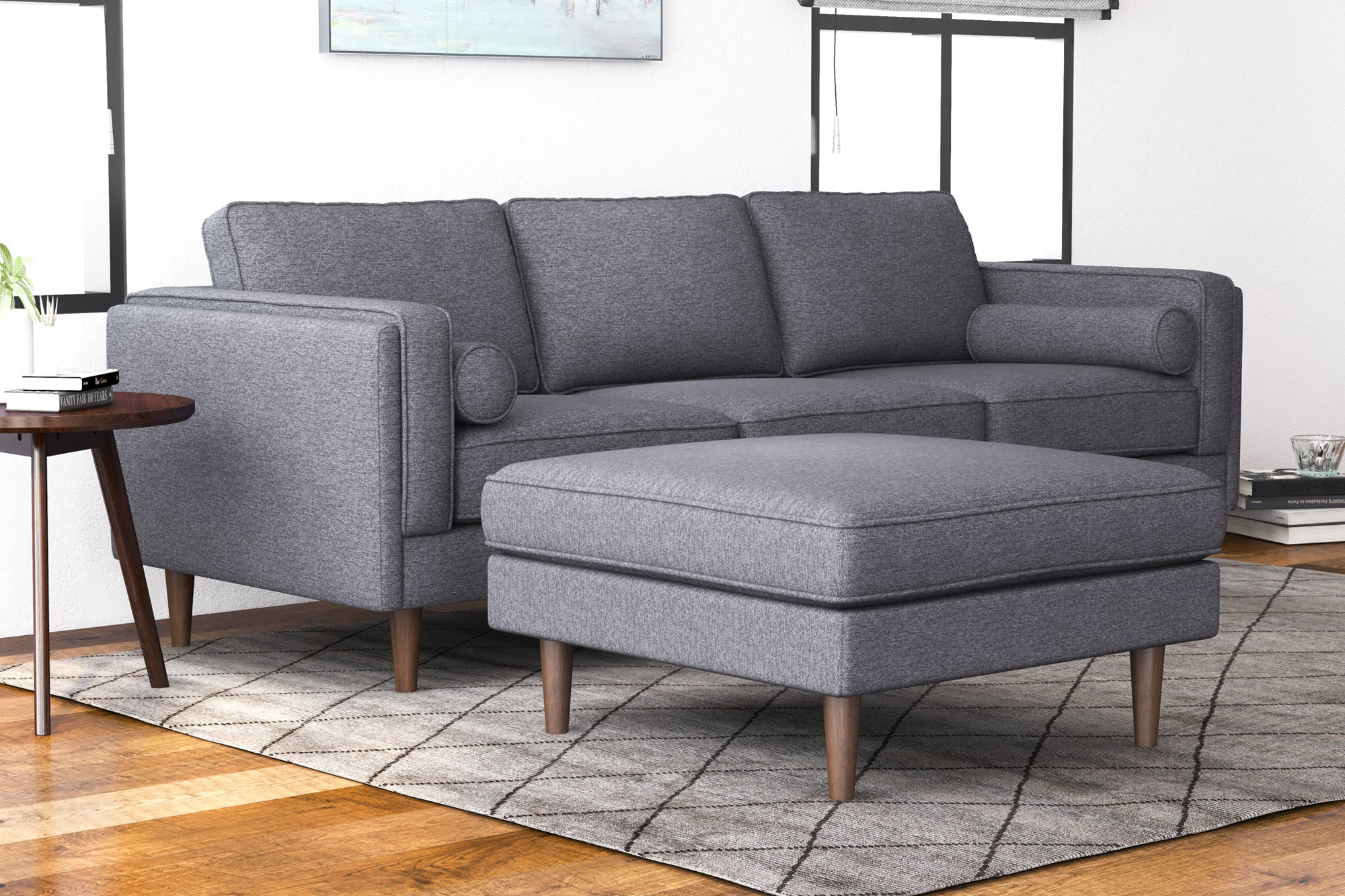 Ashcroft™ Amber Square Upholstered Ottoman - Gray