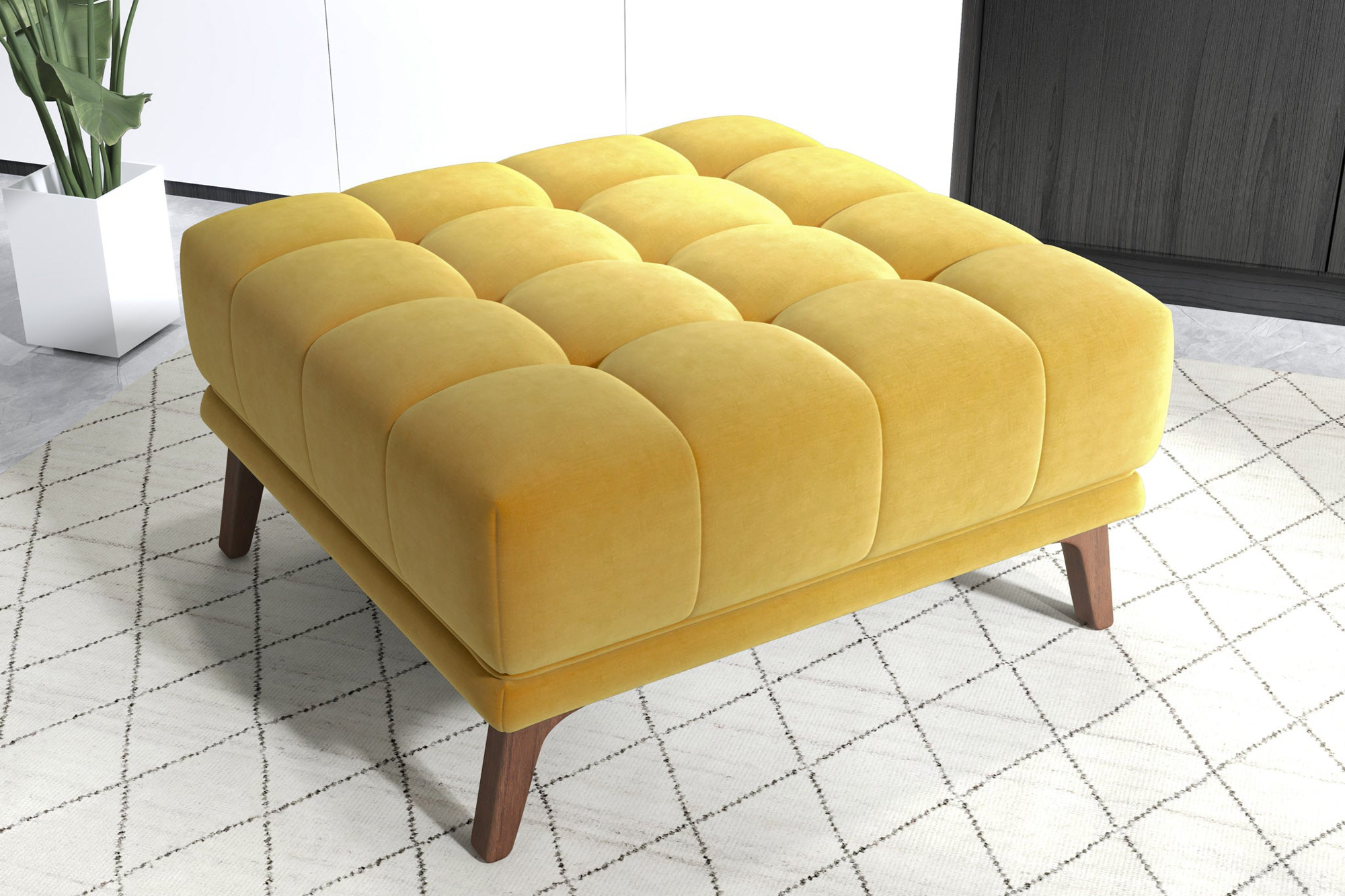 Ashcroft™ Addison Square Upholstered Ottoman - Yellow