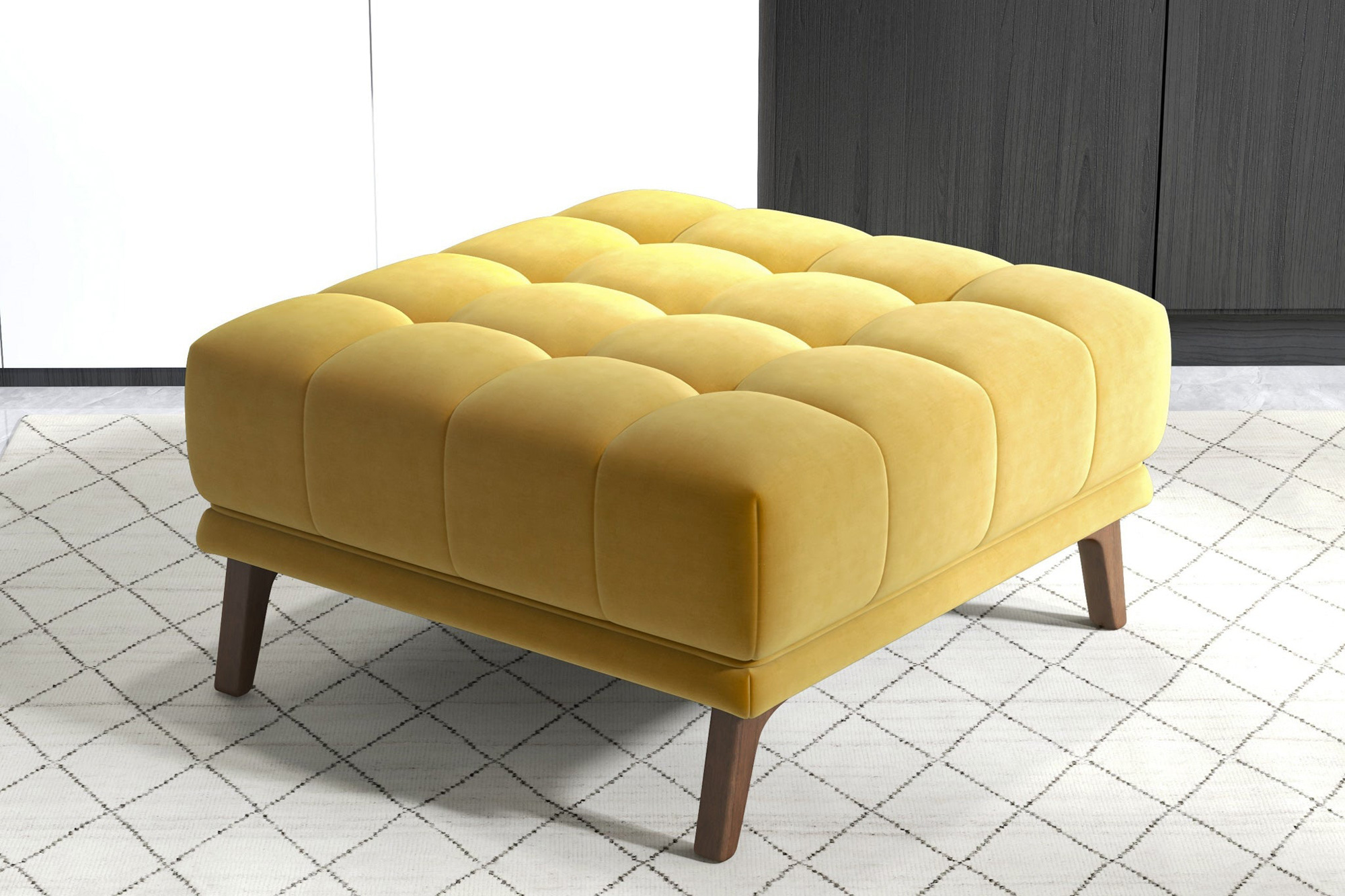 Ashcroft™ Addison Square Upholstered Ottoman - Yellow