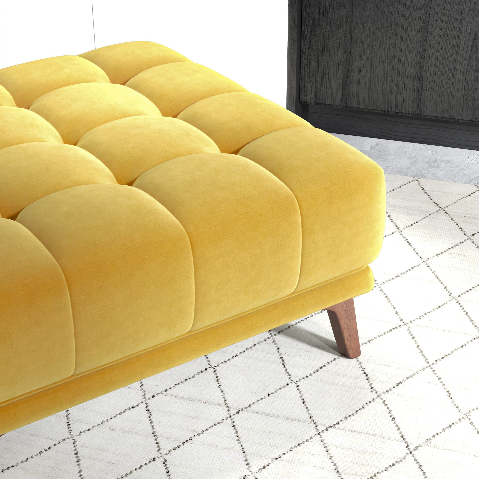 Ashcroft™ Addison Square Upholstered Ottoman - Yellow