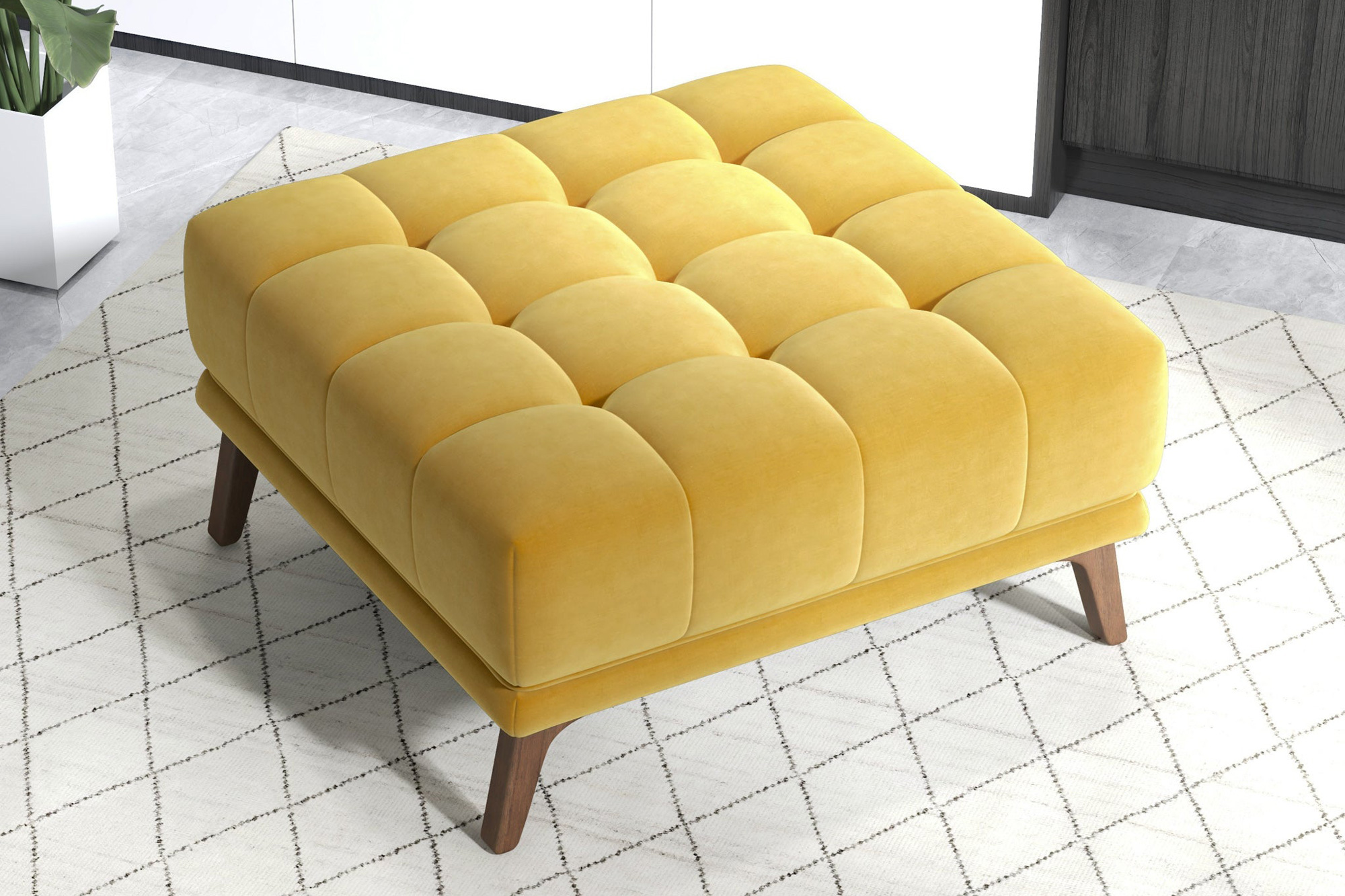 Ashcroft™ Addison Square Upholstered Ottoman - Yellow