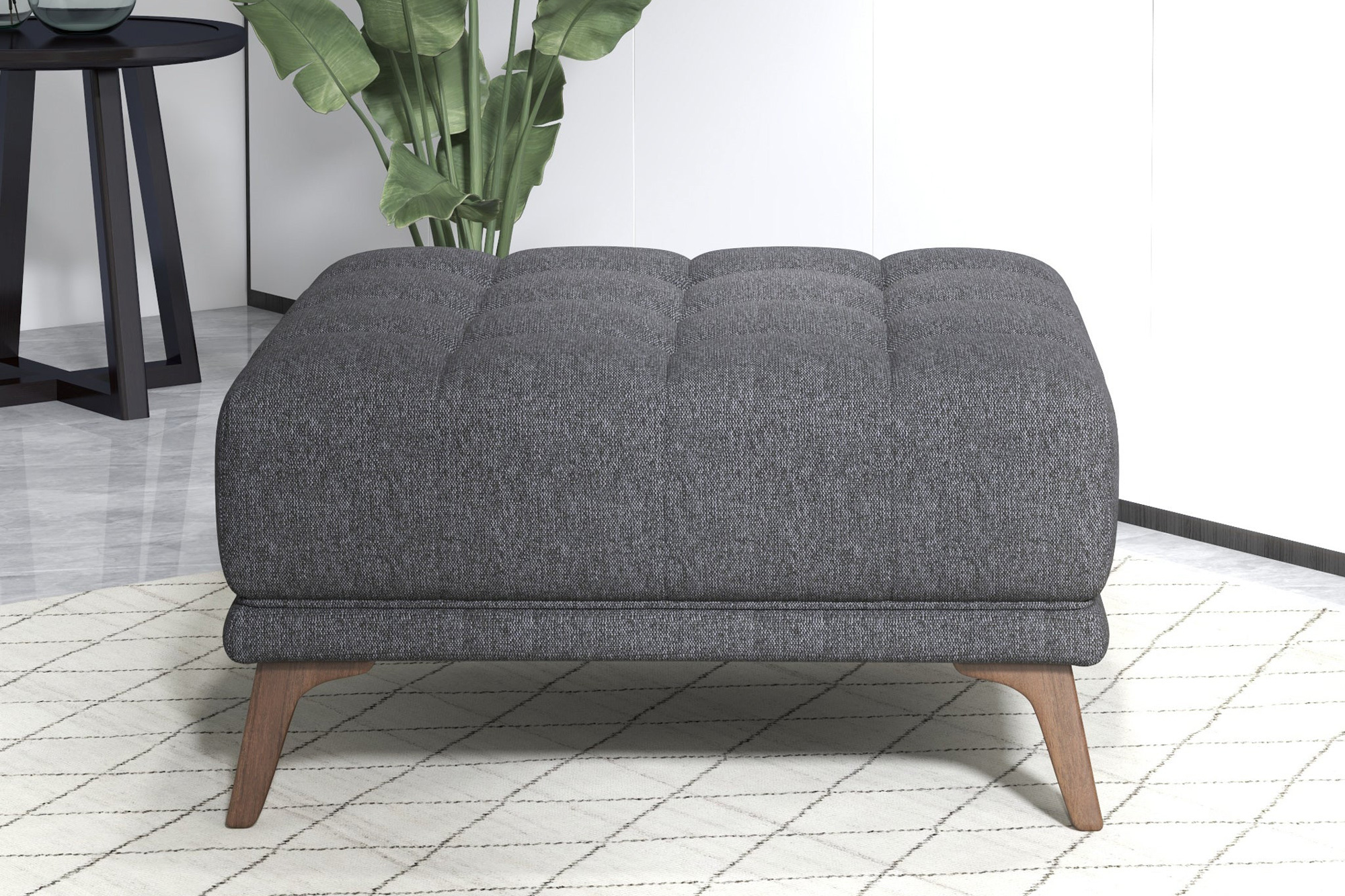 Ashcroft™ Addison Square Upholstered Ottoman - Dark Gray