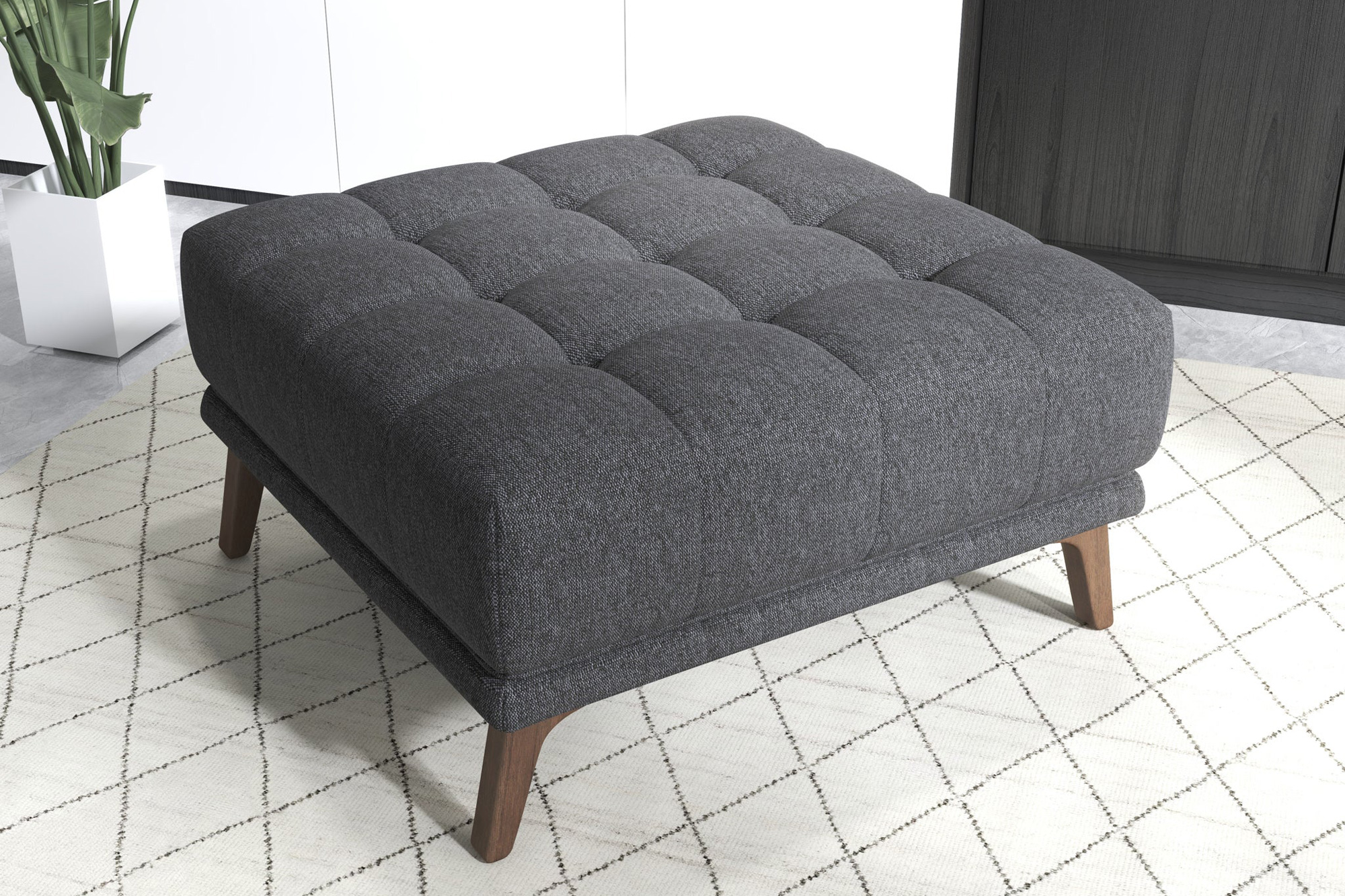 Ashcroft™ Addison Square Upholstered Ottoman - Dark Gray