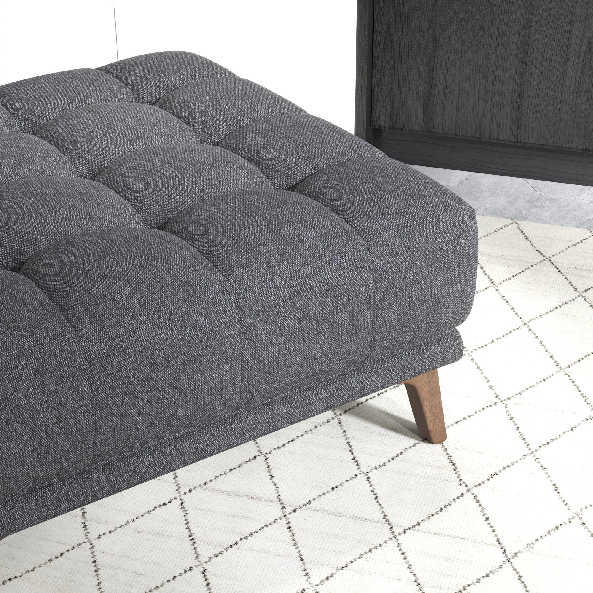 Ashcroft™ Addison Square Upholstered Ottoman - Dark Gray