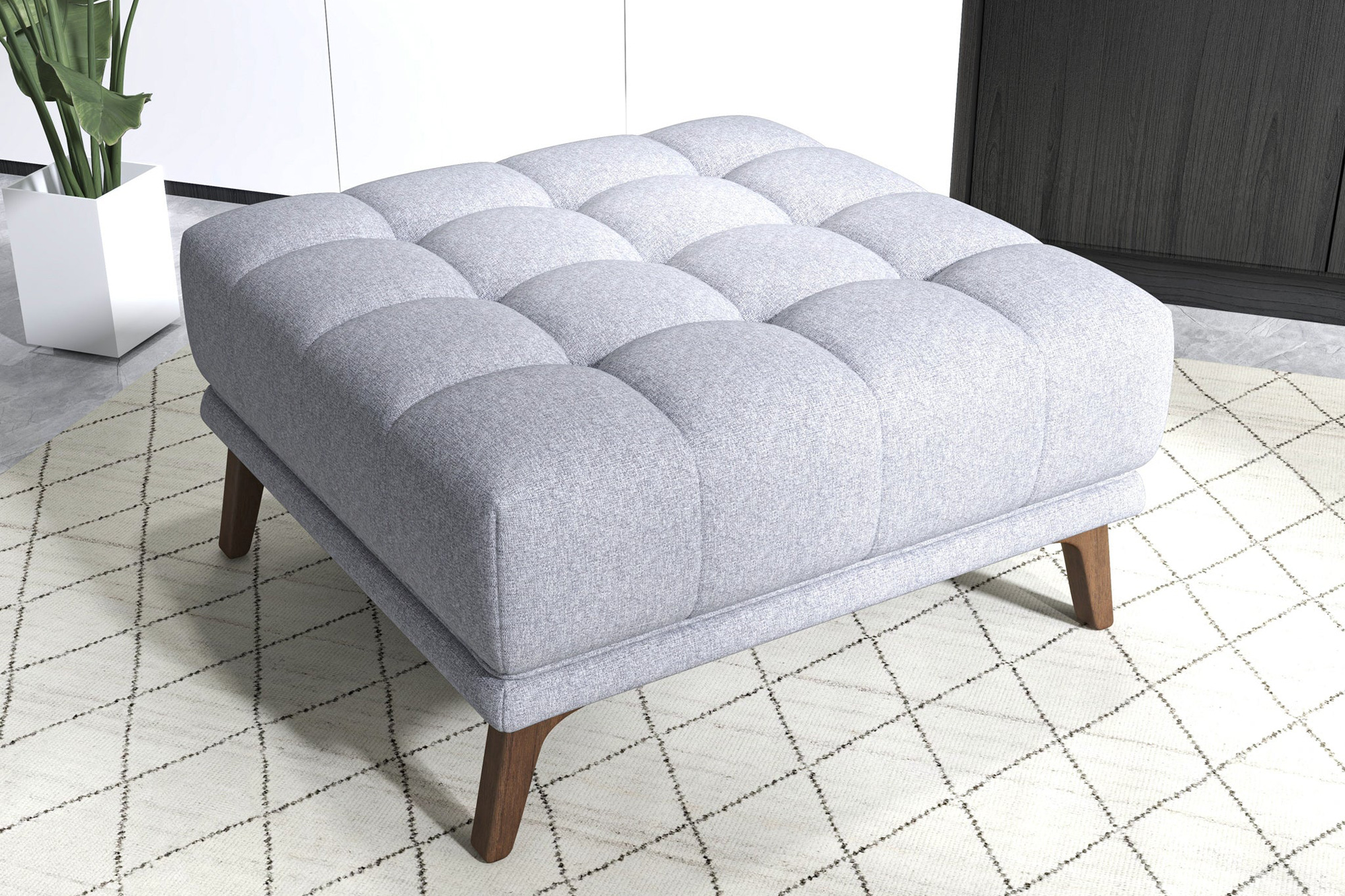 Ashcroft Addison Square Upholstered Ottoman - Light Gray