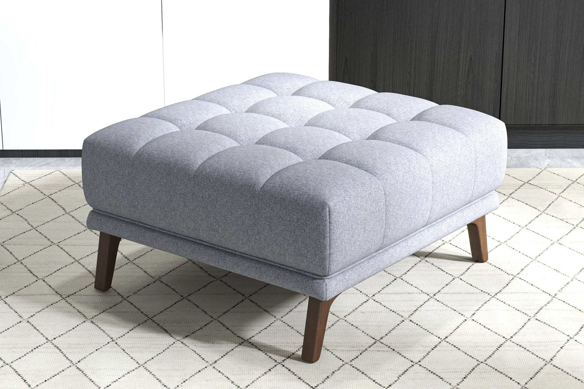 Ashcroft Addison Square Upholstered Ottoman - Light Gray