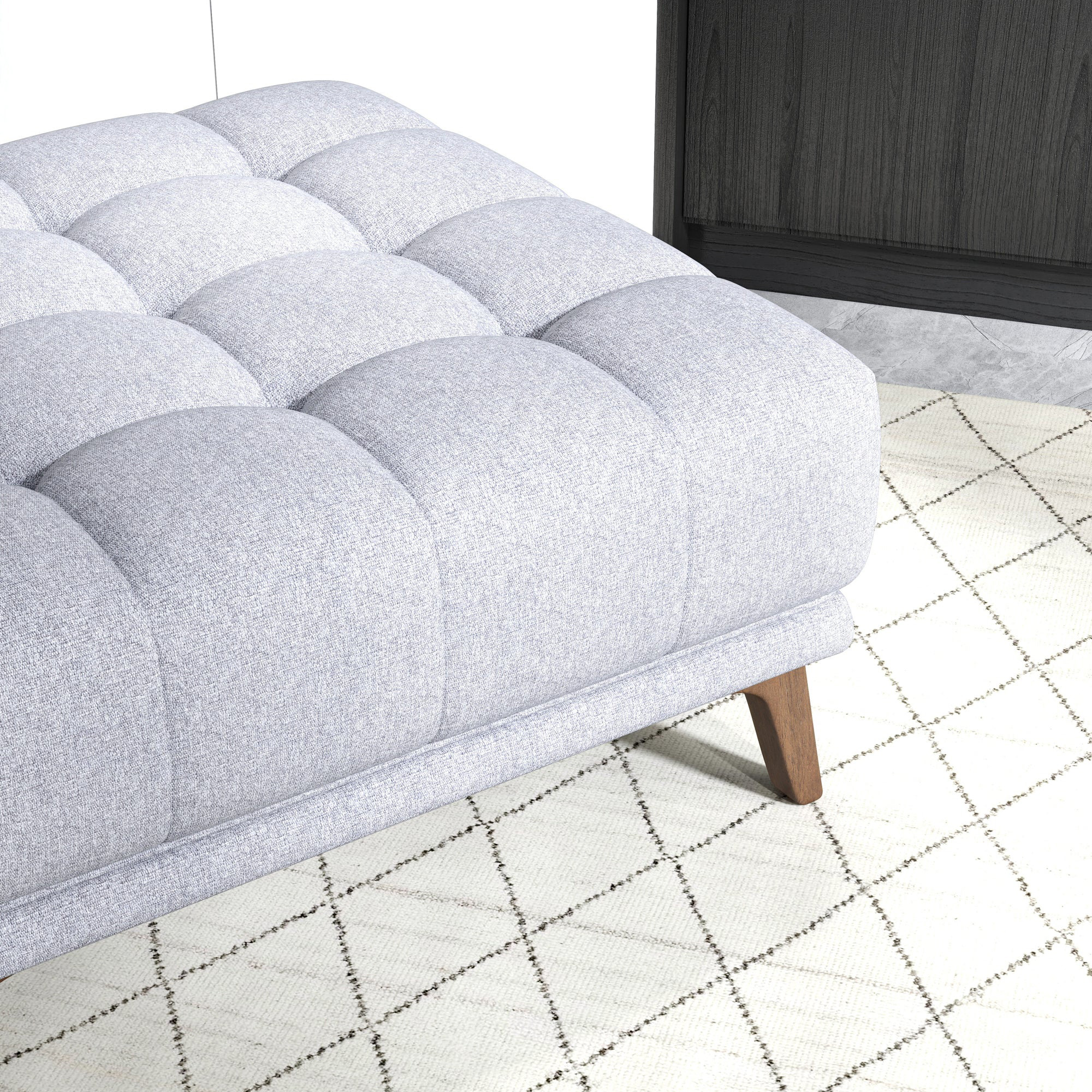 Ashcroft Addison Square Upholstered Ottoman - Light Gray