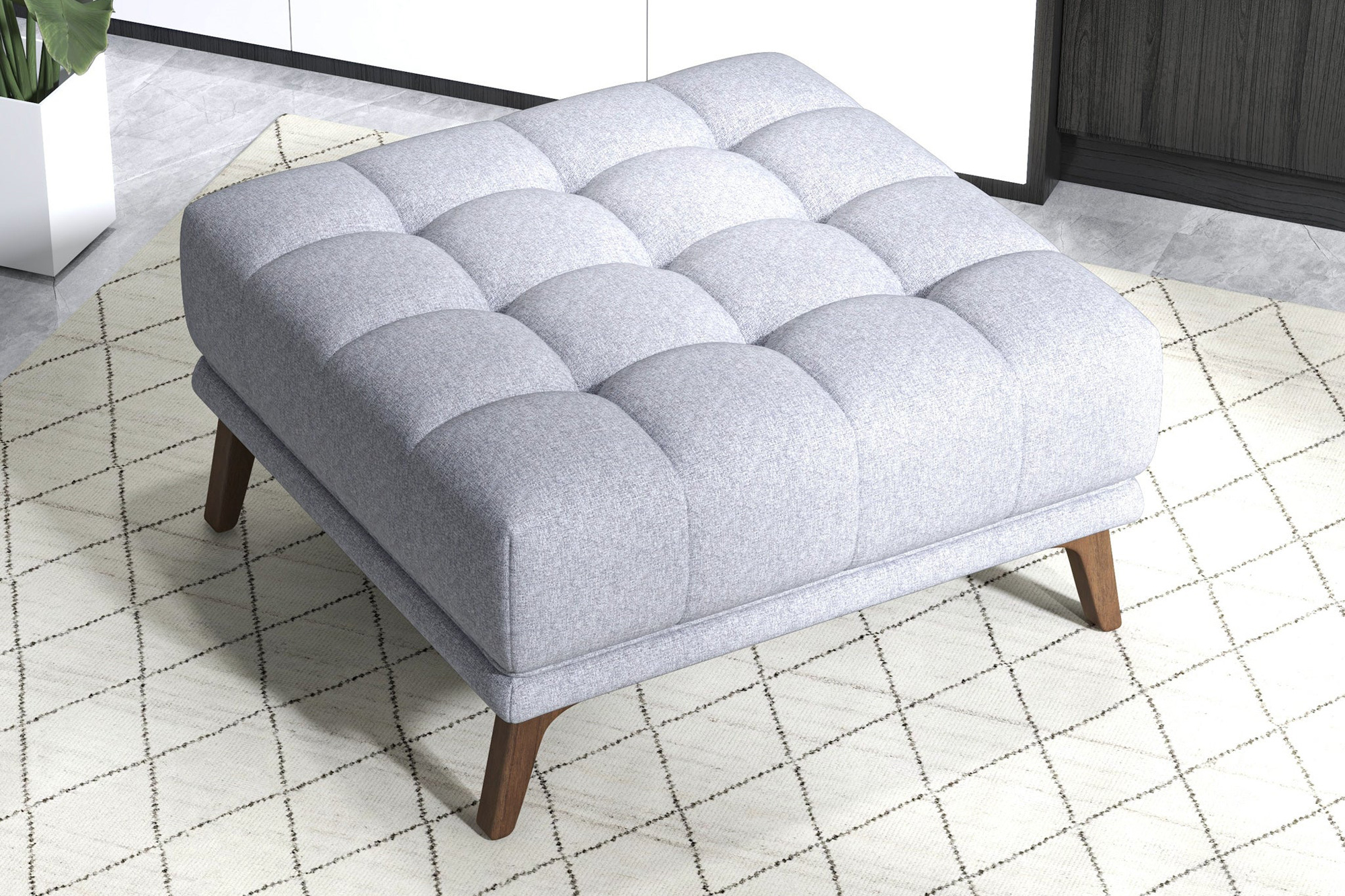 Ashcroft Addison Square Upholstered Ottoman - Light Gray