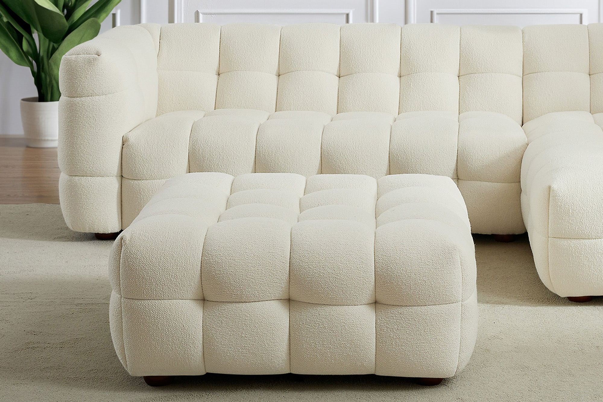 Ashcroft - Morrison Boucle Ottoman in Cream