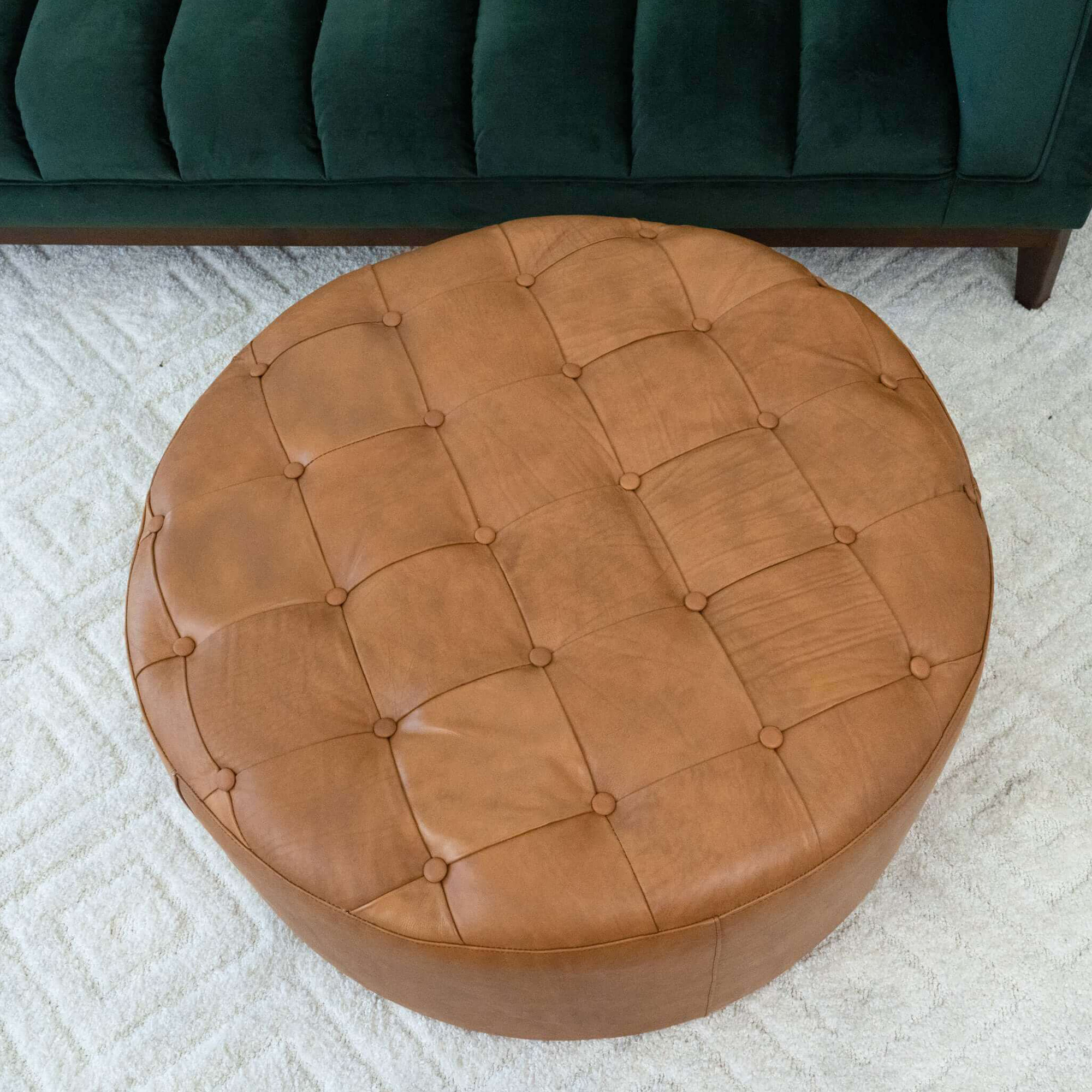 Ashcroft - Seletar Leather Ottoman in Tan