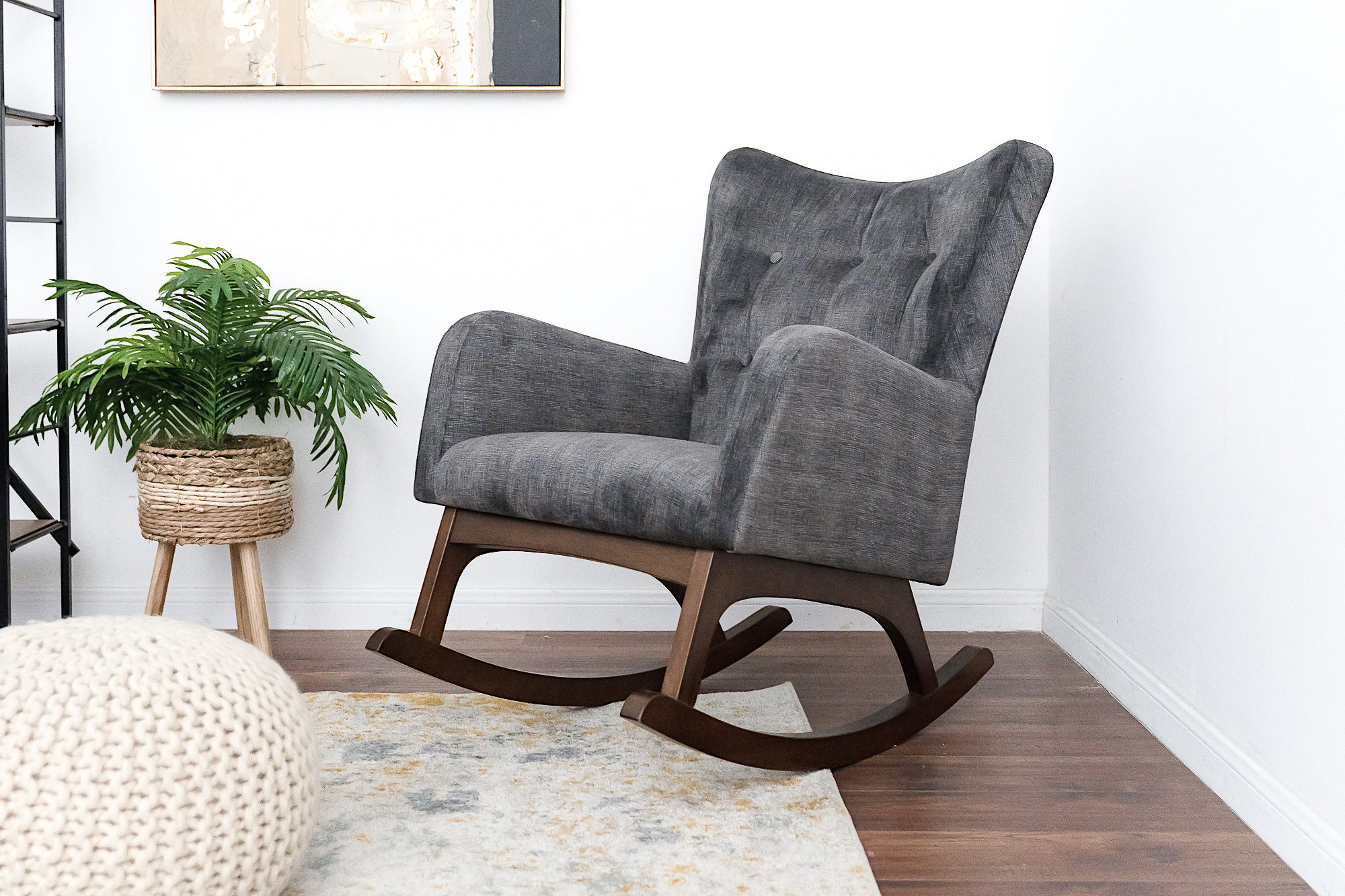 Ashcroft - Alistair Solid Wood Rocking Chair in Gray