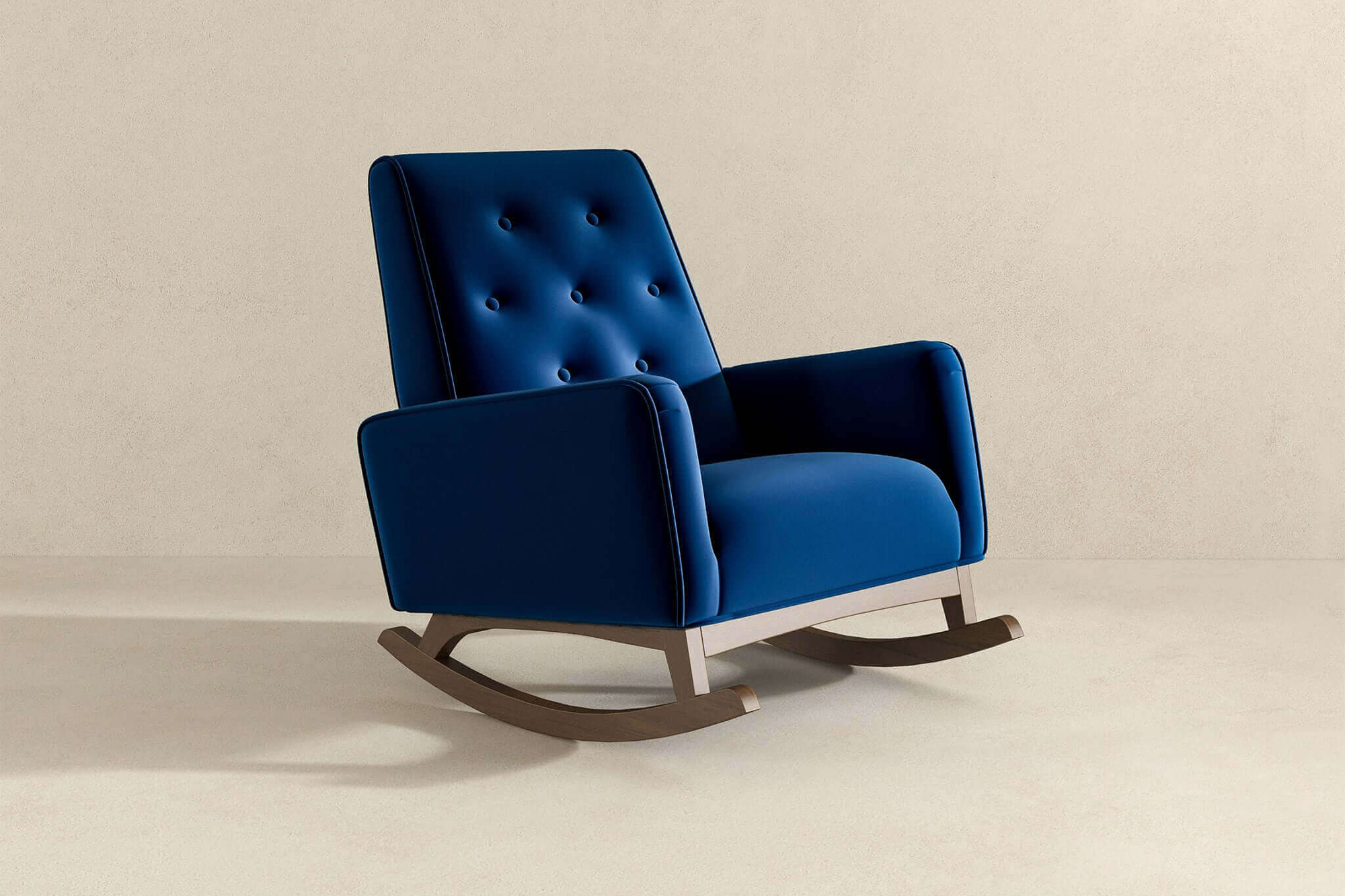 Ashcroft™ Demetrius Velvet Solid Wood Rocking Chair - Dark Blue