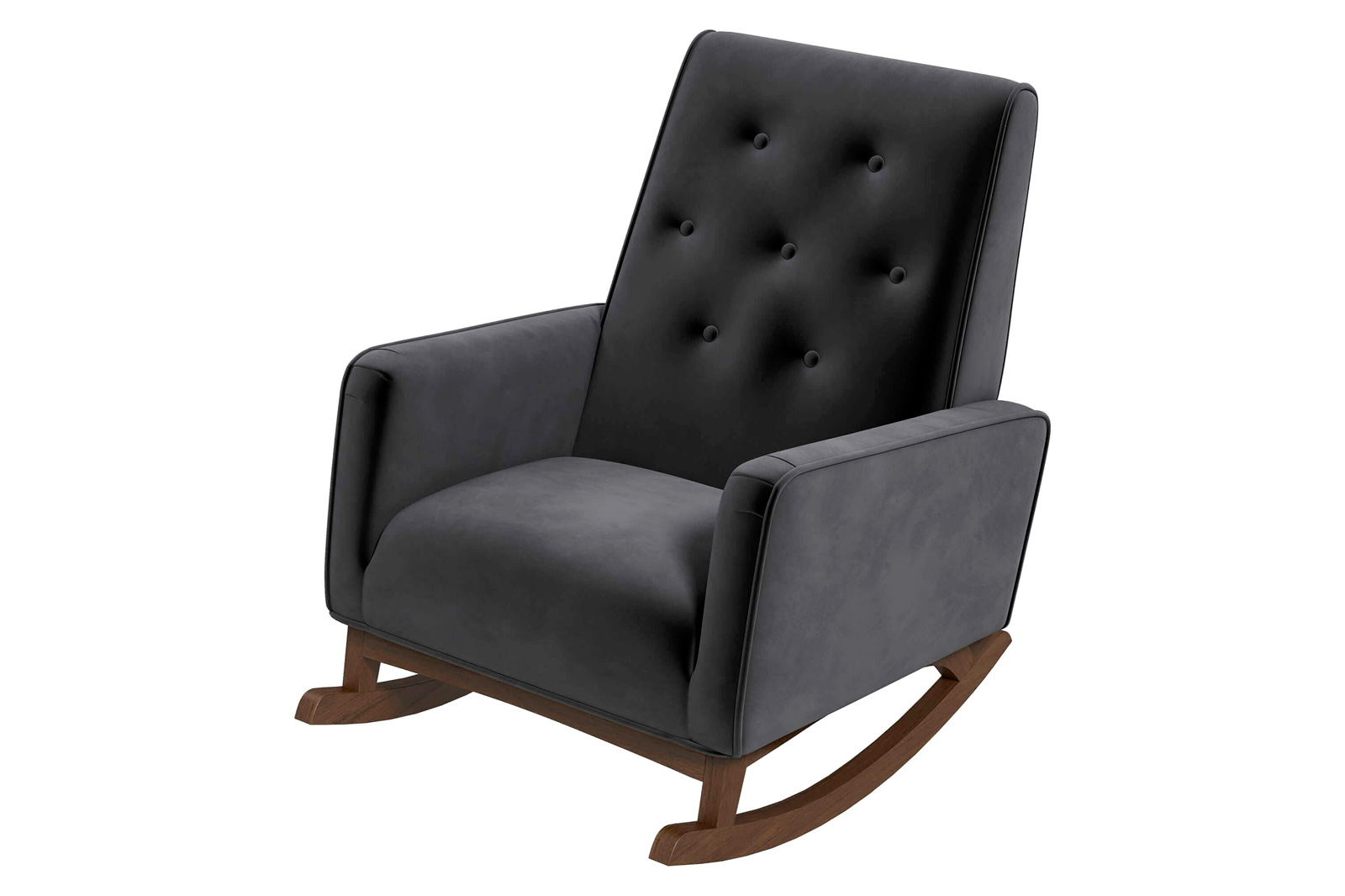 Ashcroft™ Demetrius Fabric Solid Wood Rocking Chair - Dark Gray