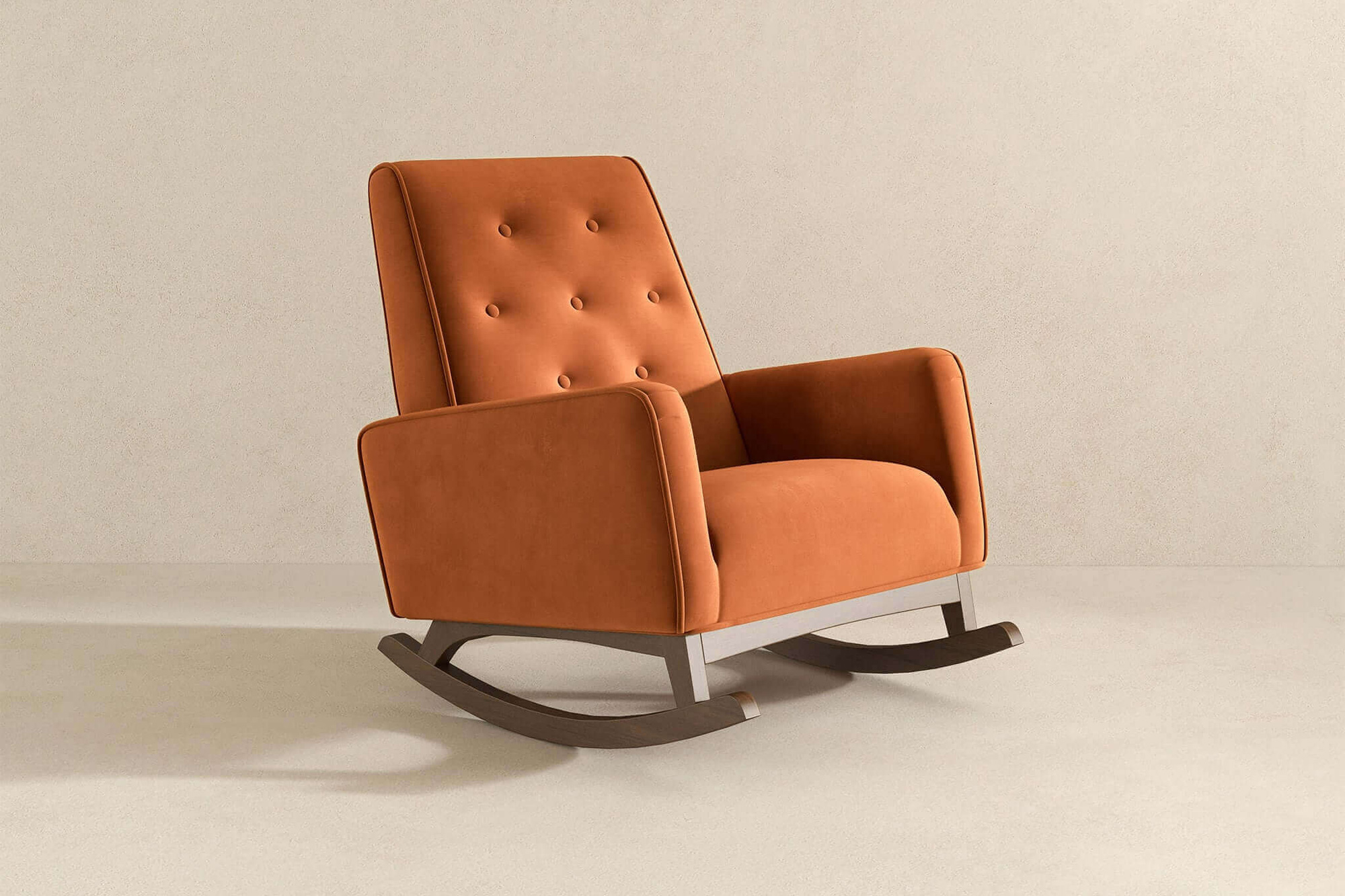 Ashcroft Demetrius Velvet Solid Wood Rocking Chair - Orange