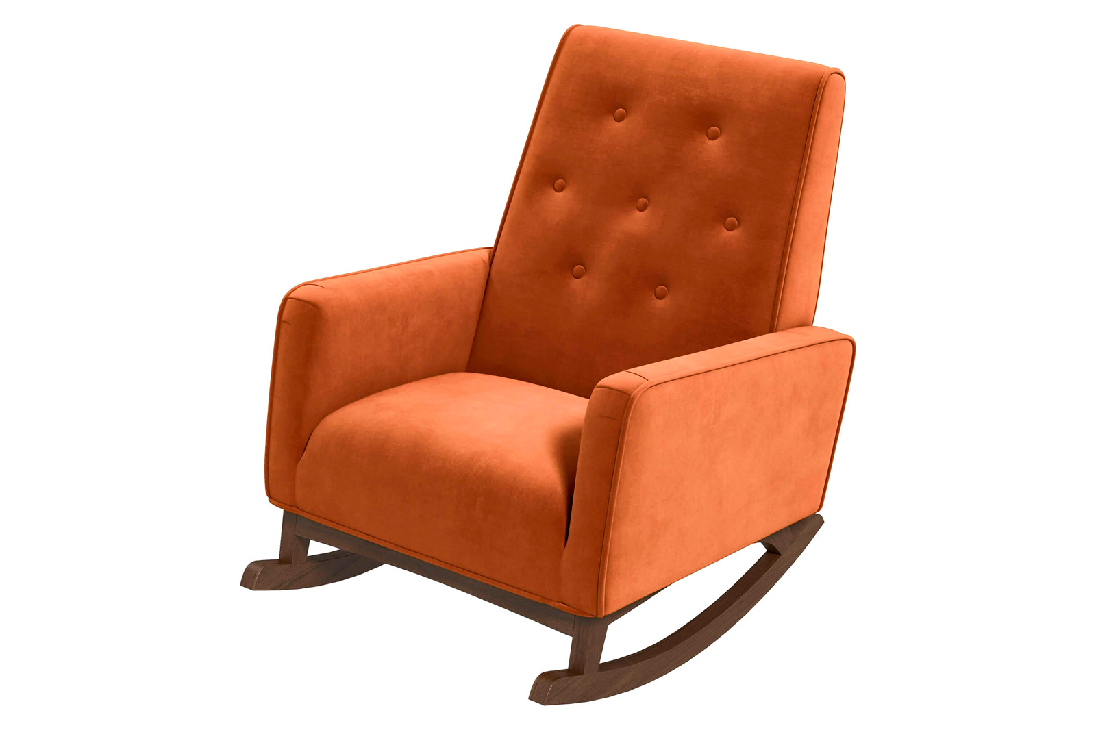 Ashcroft Demetrius Velvet Solid Wood Rocking Chair - Orange