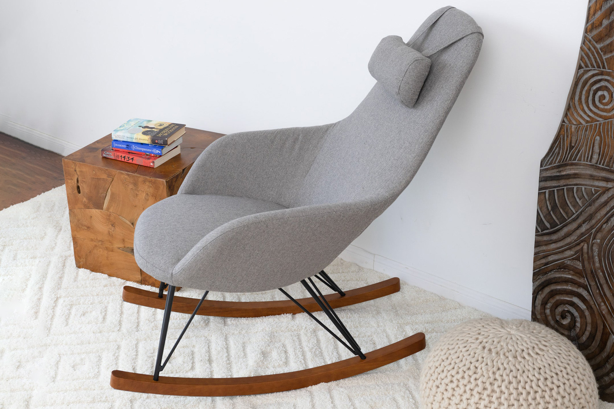 Ashcroft™ Chloe Mid-Century Modern Rocker Livingroom And Bedroom Chair - Gray