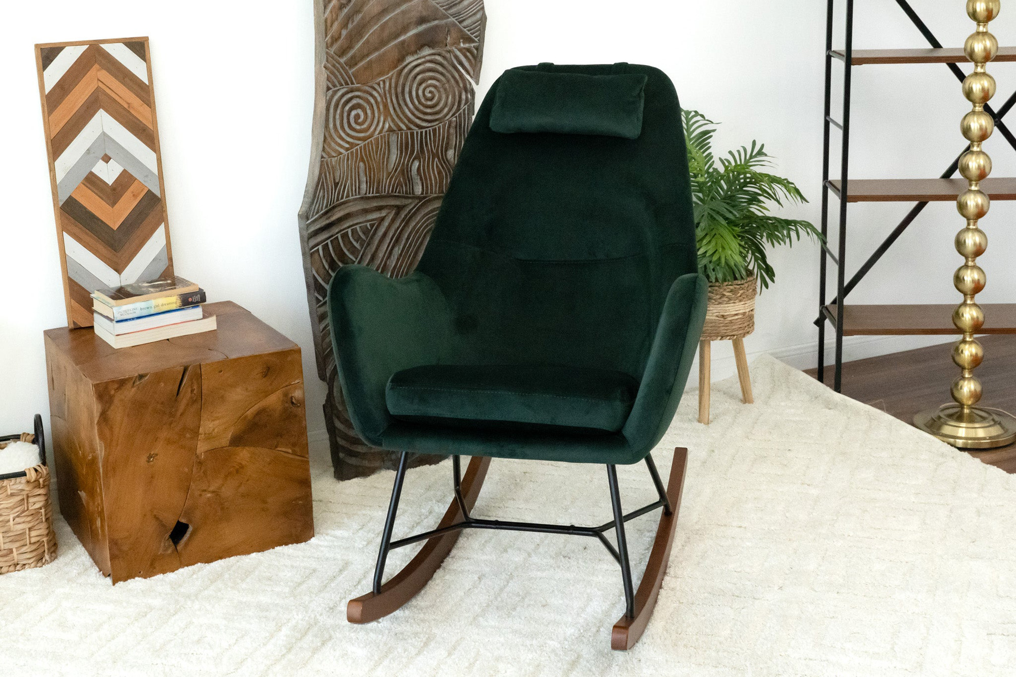 Ashcroft Chelsea Velvet Rocking Chair - Green