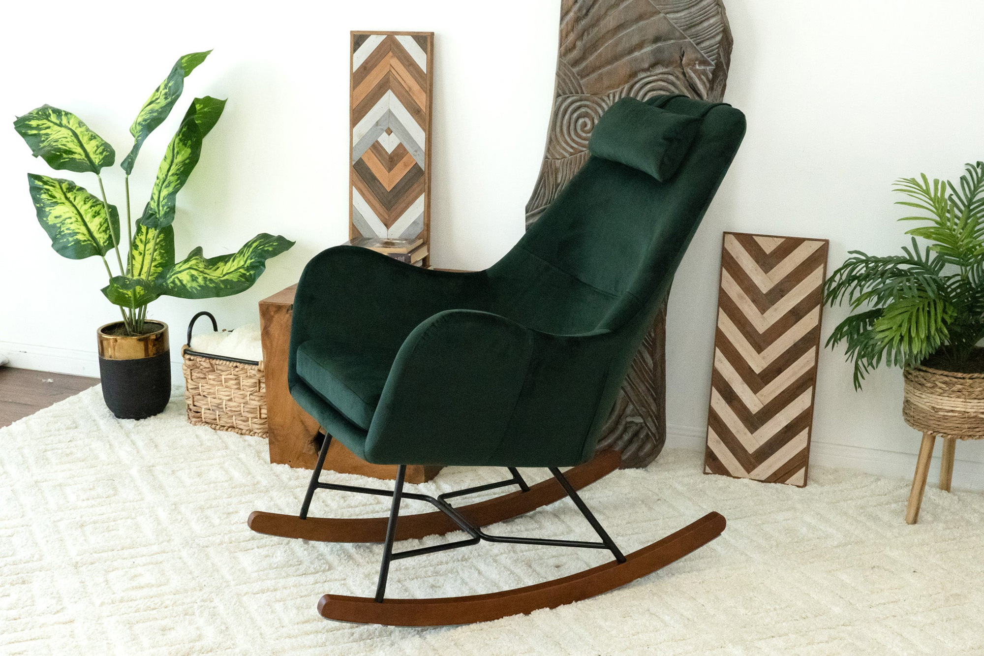 Ashcroft Chelsea Velvet Rocking Chair - Green