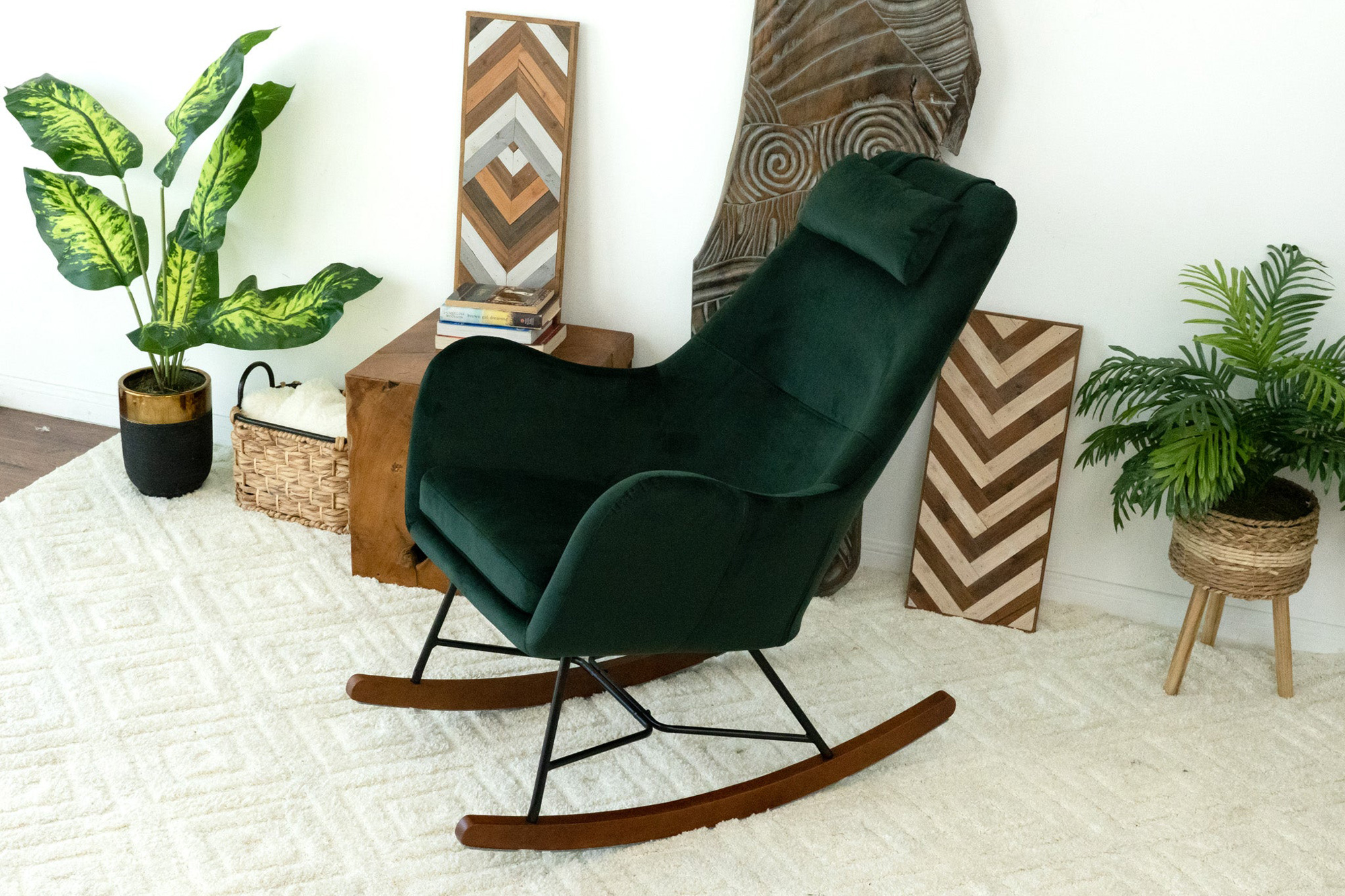 Ashcroft Chelsea Velvet Rocking Chair - Green