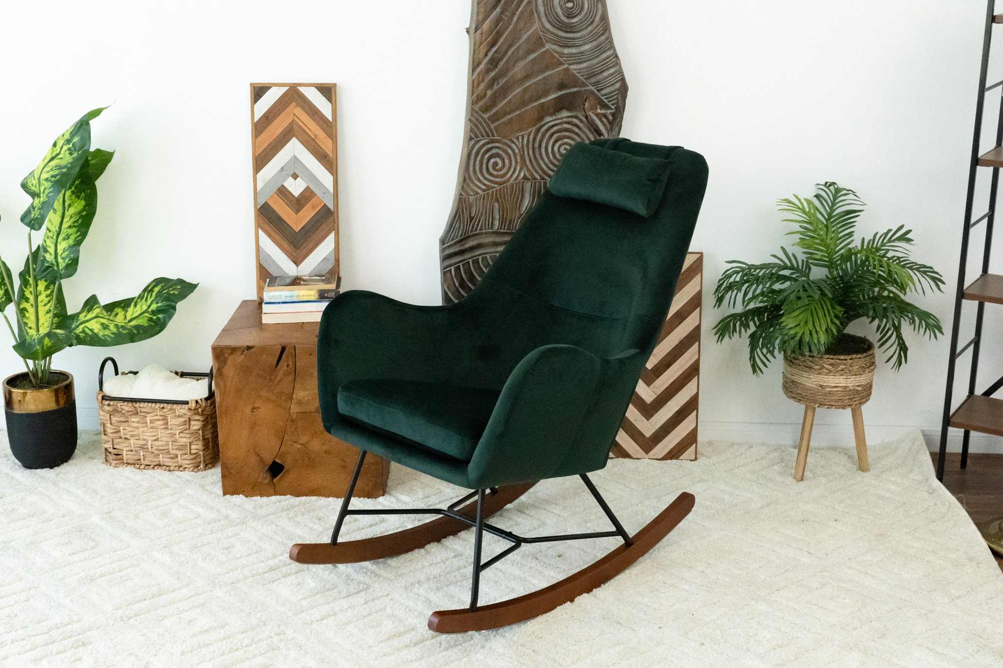 Ashcroft Chelsea Velvet Rocking Chair - Green