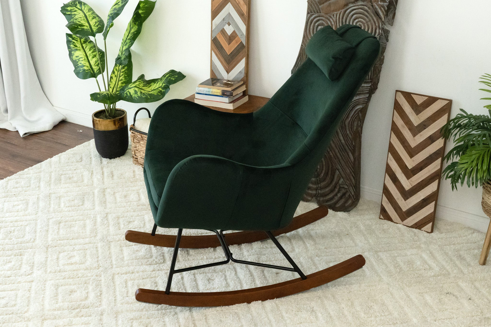 Ashcroft Chelsea Velvet Rocking Chair - Green