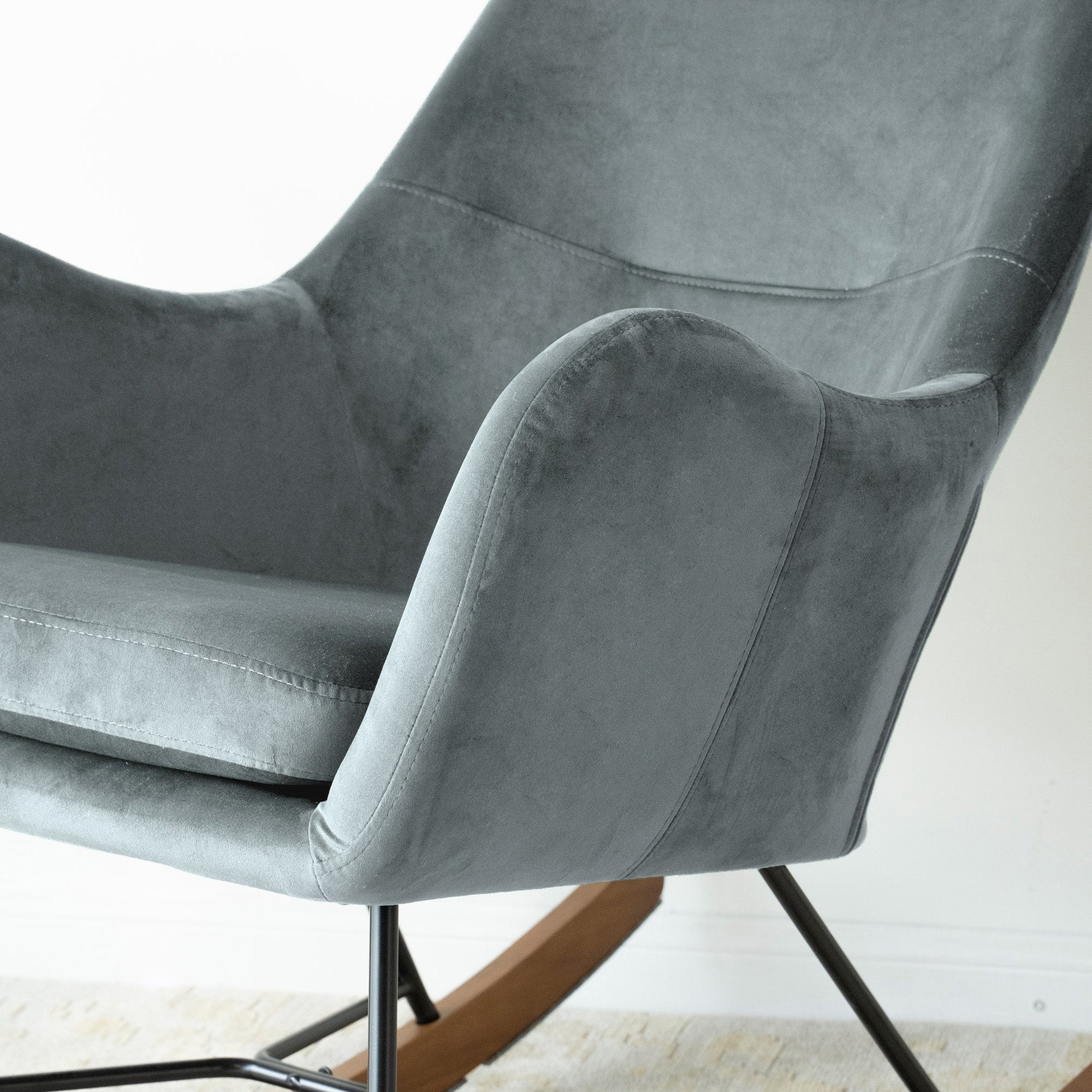 Ashcroft Chelsea Velvet Rocking Chair - Gray