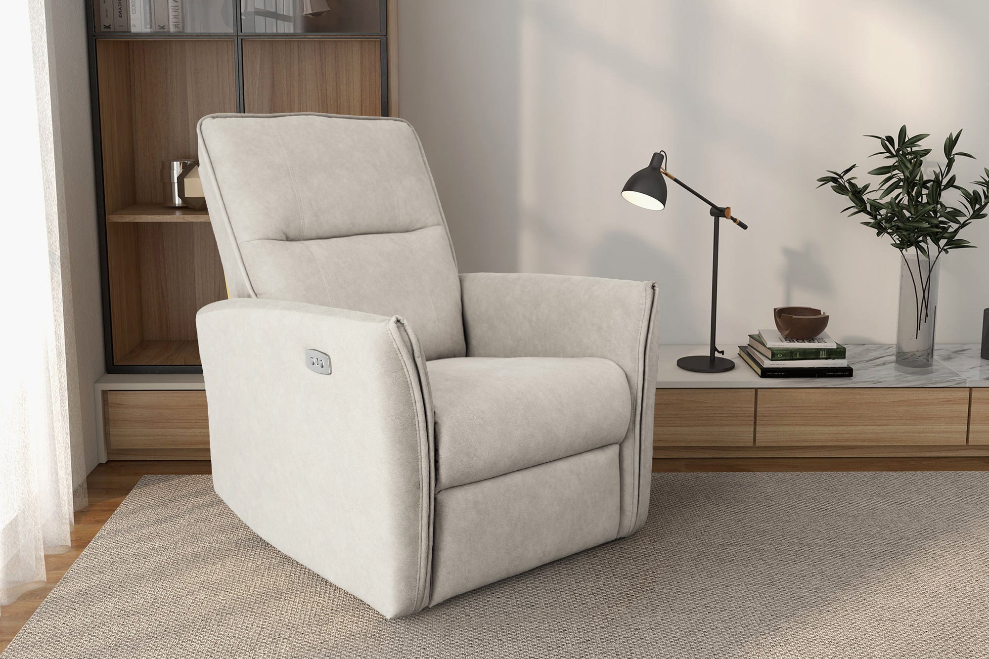 Ashcroft™ Asheville Suede Recliner Chair - Cream