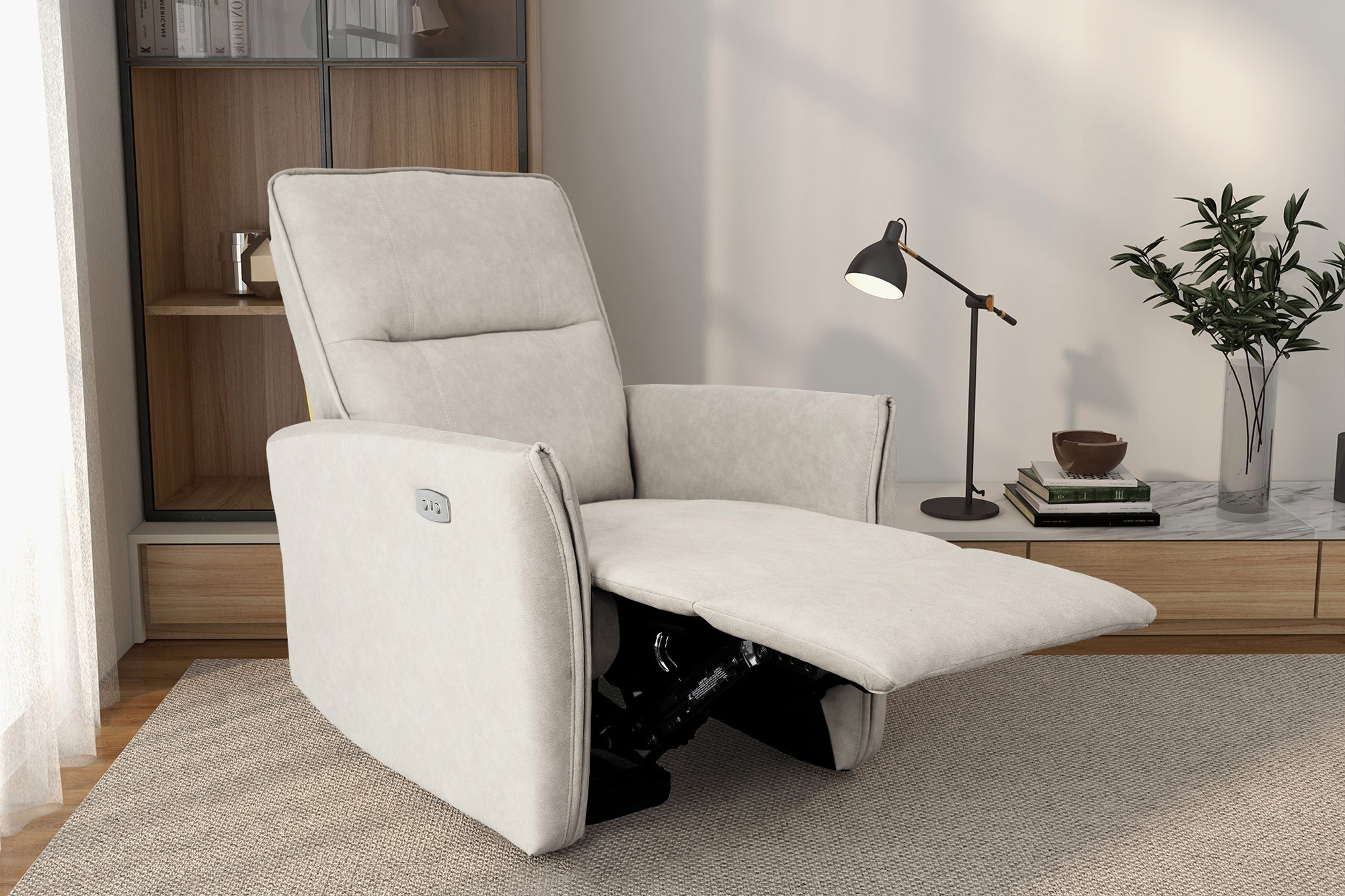 Ashcroft™ Asheville Suede Recliner Chair - Cream