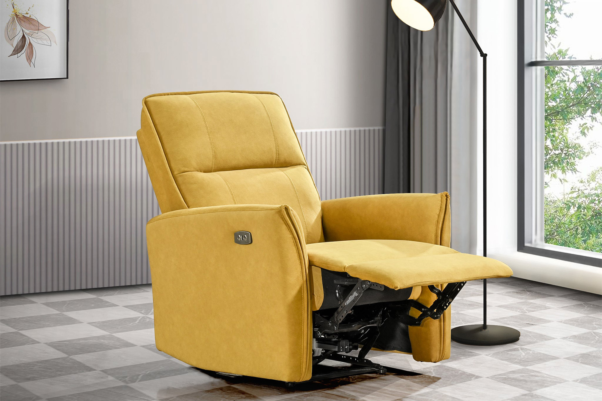 Ashcroft Asheville Suede Recliner Chair - Dark Yellow